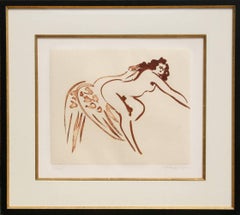 Retro Leda and the Swan, Etching on Paper by Reuben Nakian
