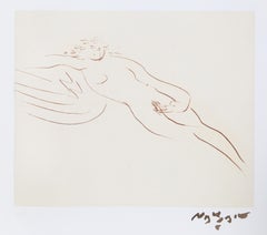 Leda y el cisne III, aguafuerte de desnudo minimalista de Reuben Nakian