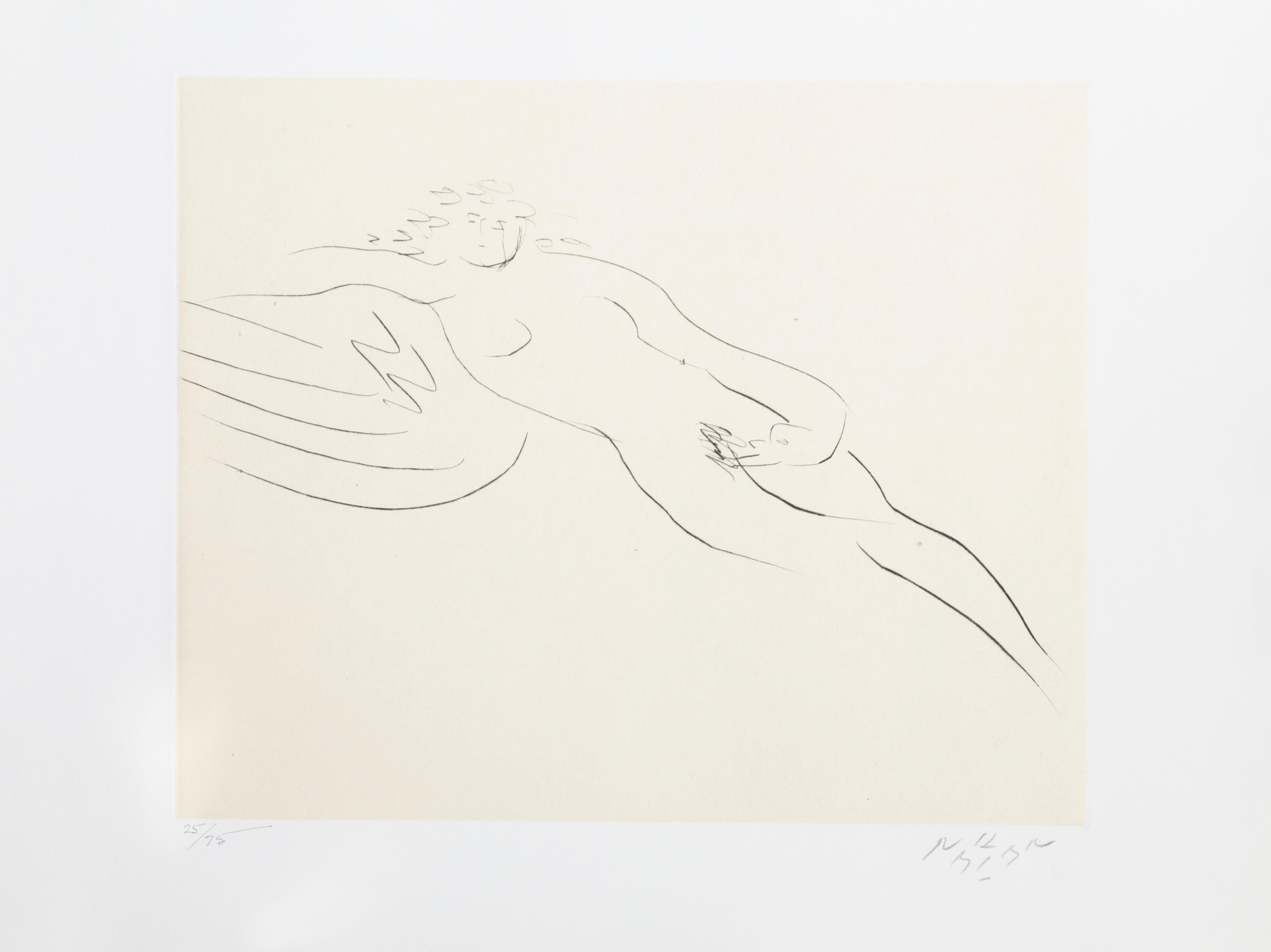 Reuben Nakian Figurative Print - Leda and the Swan III