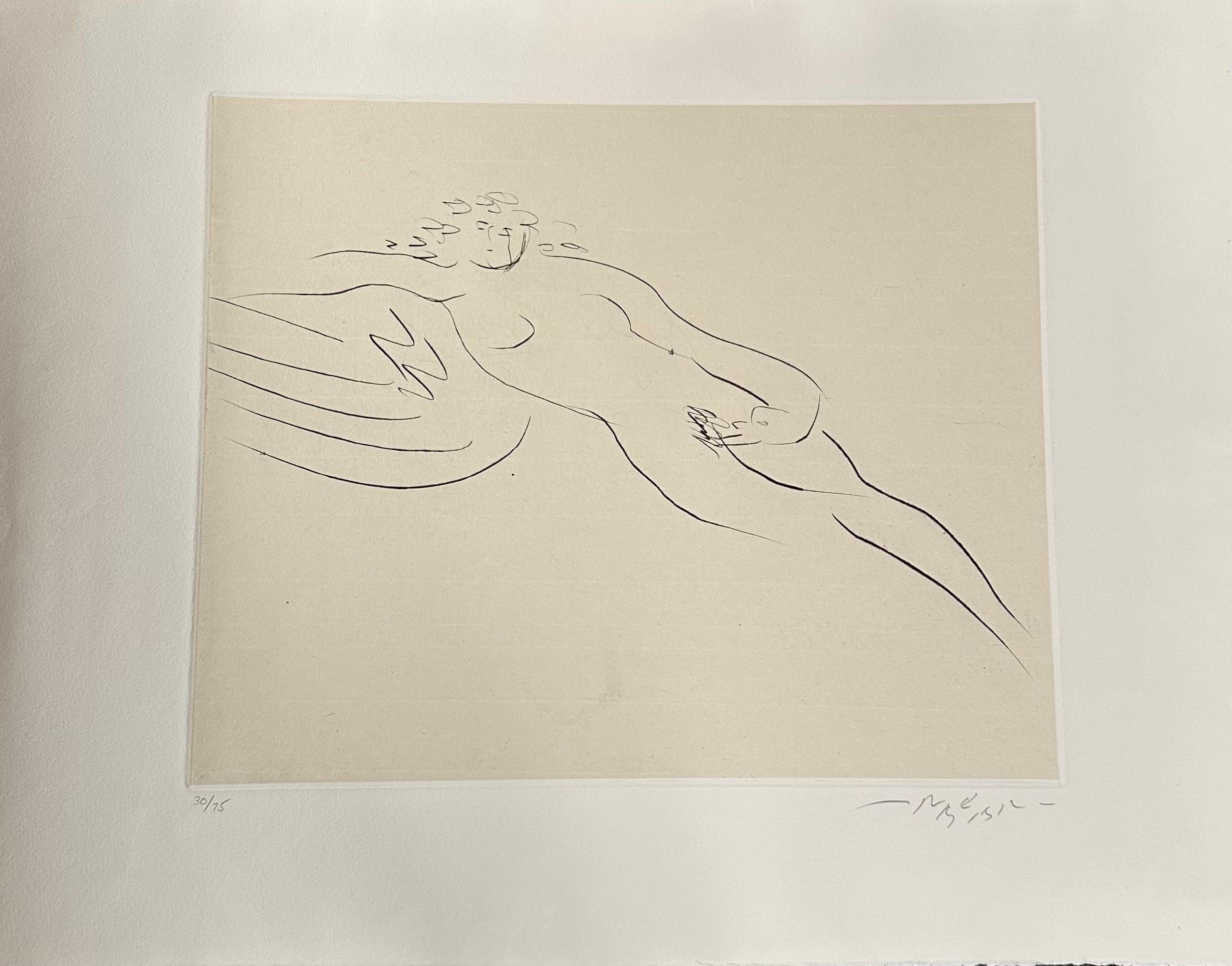 Reuben Nakian, "Leda and the Swan-3", gravure à l'eau-forte signée à la main
