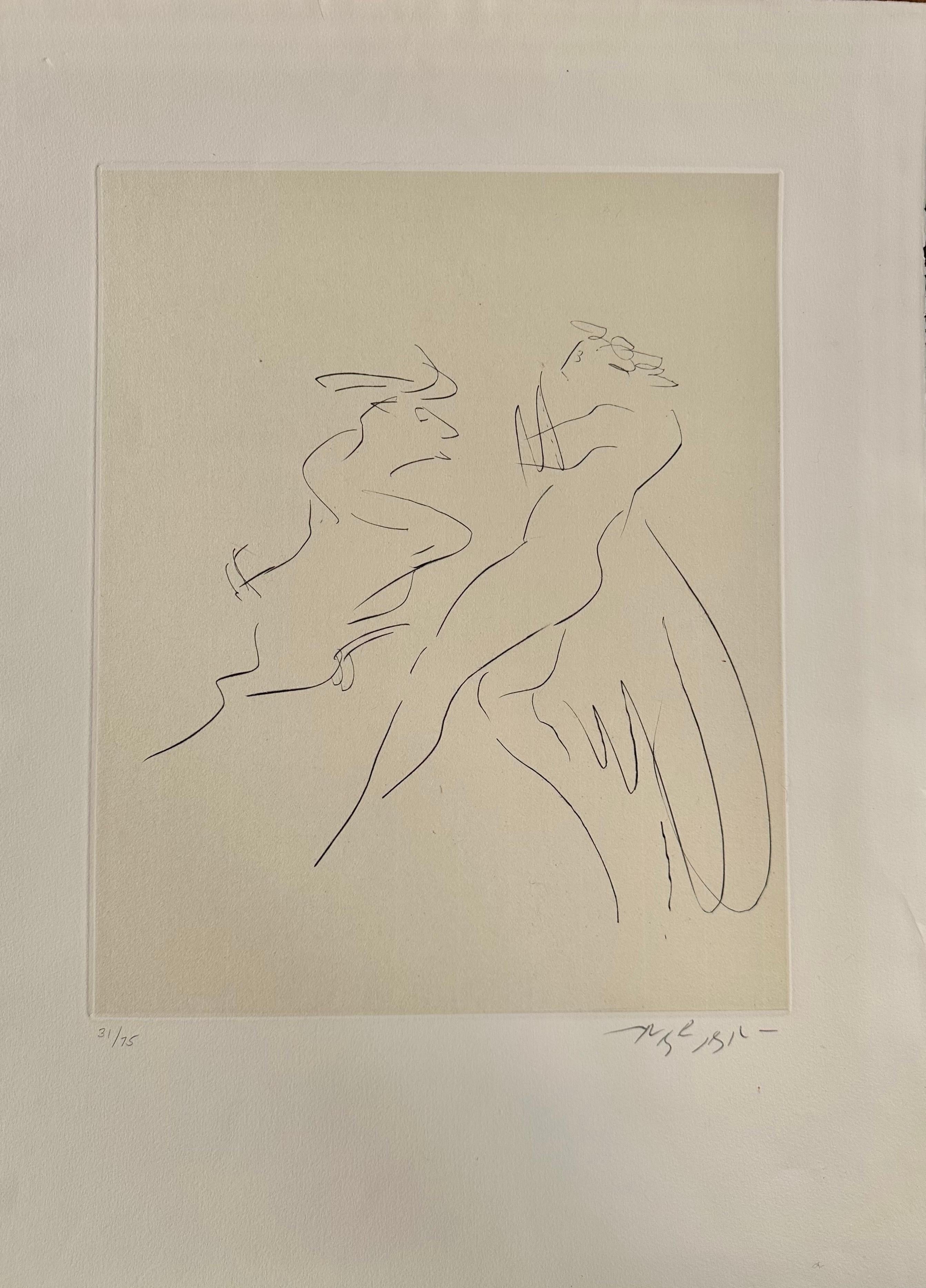 Reuben Nakian, "Nymphe et chèvre 1", eau-forte signée à la main