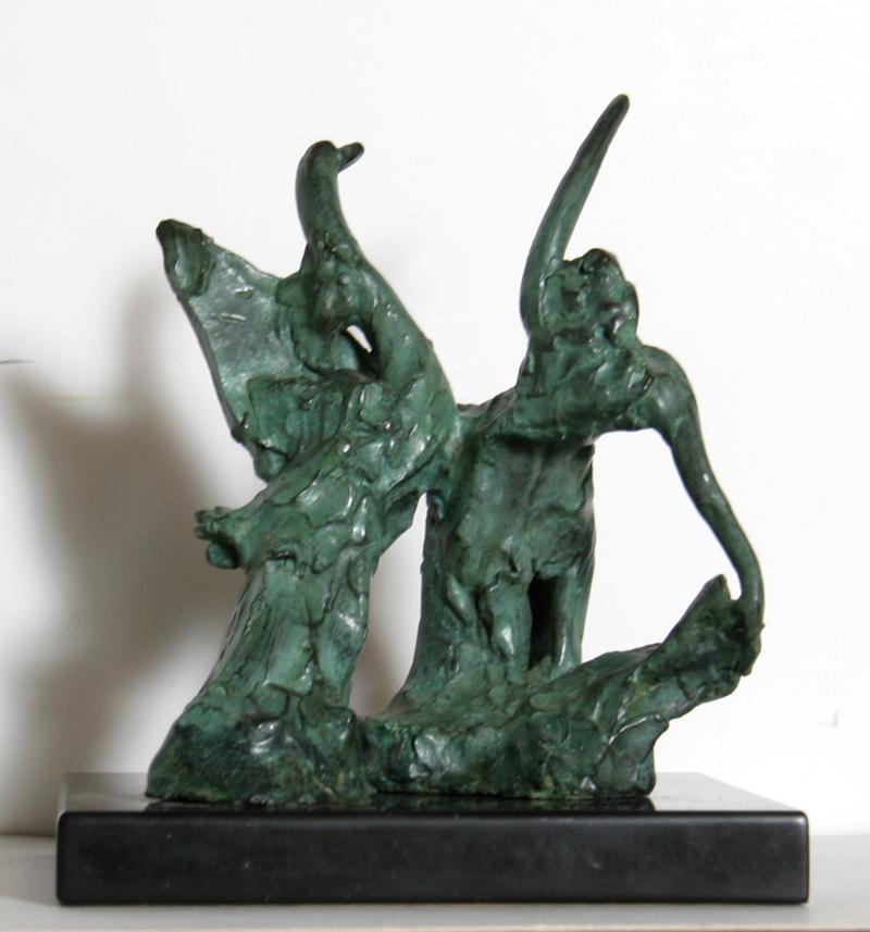 A bronze sculpture by Reuben Nakian from 1978. An abstract-figurative sculpture representing the Greek myth of Leda and the Swan- in which the Greek god Zeus, in the form of a swan, seduces Leda. 

Artist:	Reuben Nakian (American, 1897-1986)
Title: