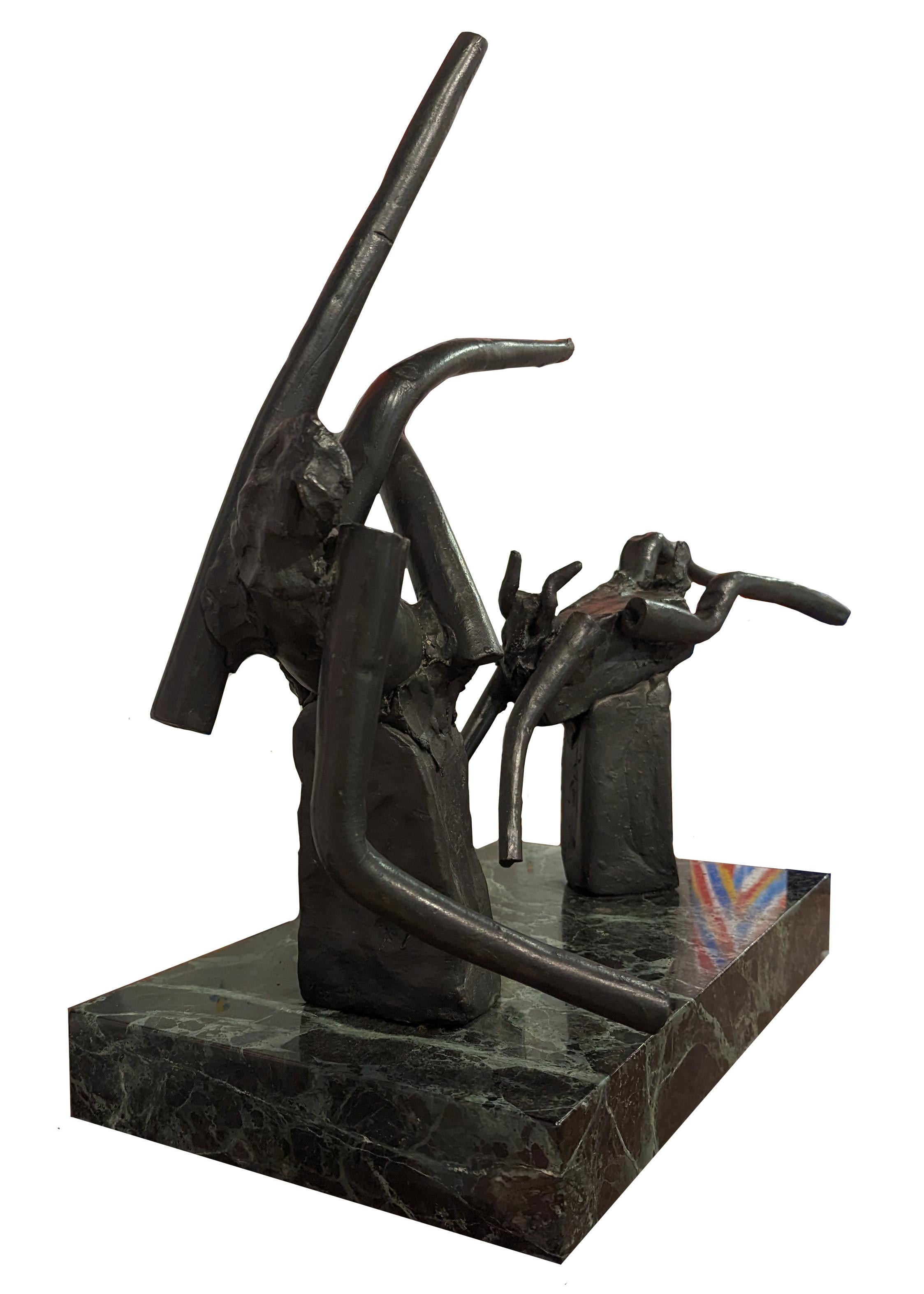 „Nymph and Goat“ Moderne abstrakte mythologische Skulptur aus Bronze und Marmor – Sculpture von Reuben Nakian
