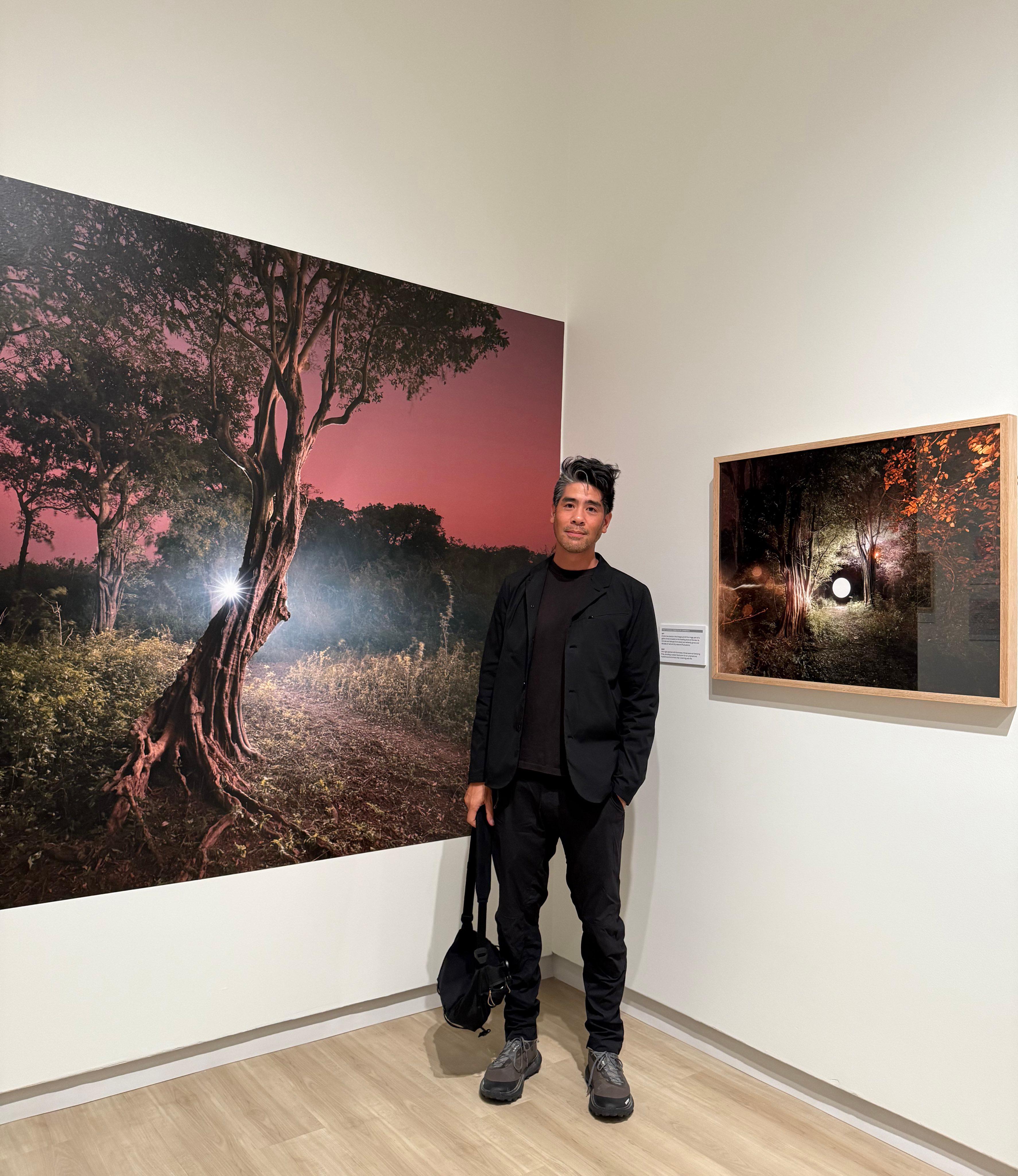 Aeroglyph XT 2011 - large format photo of light painting in nocturnal landscape - Gray Landscape Photograph by Reuben Wu