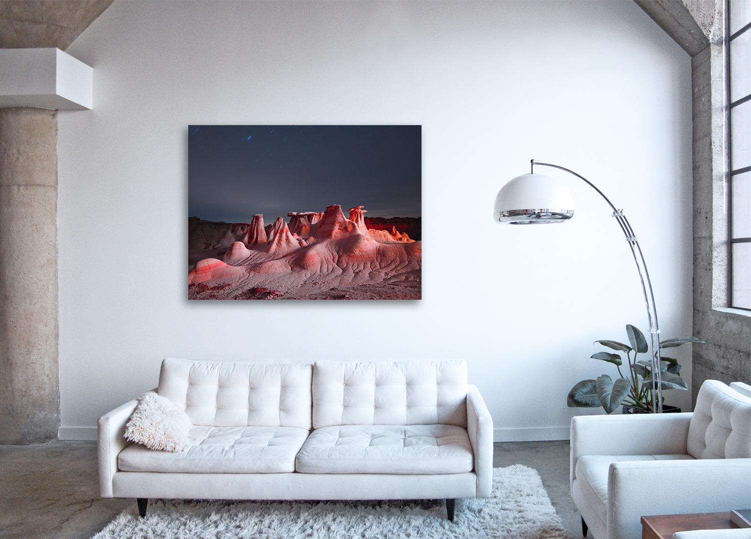 Lux Noctis LN3754 - large format photograph of illuminated nocturnal landscape - Black Landscape Photograph by Reuben Wu