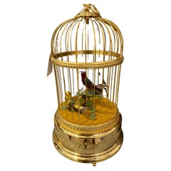 Reuge automation two singing birds in gilt birdcage