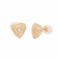 Reuleaux Triangle Stud Earrings in 18 Karat Gold with Diamonds