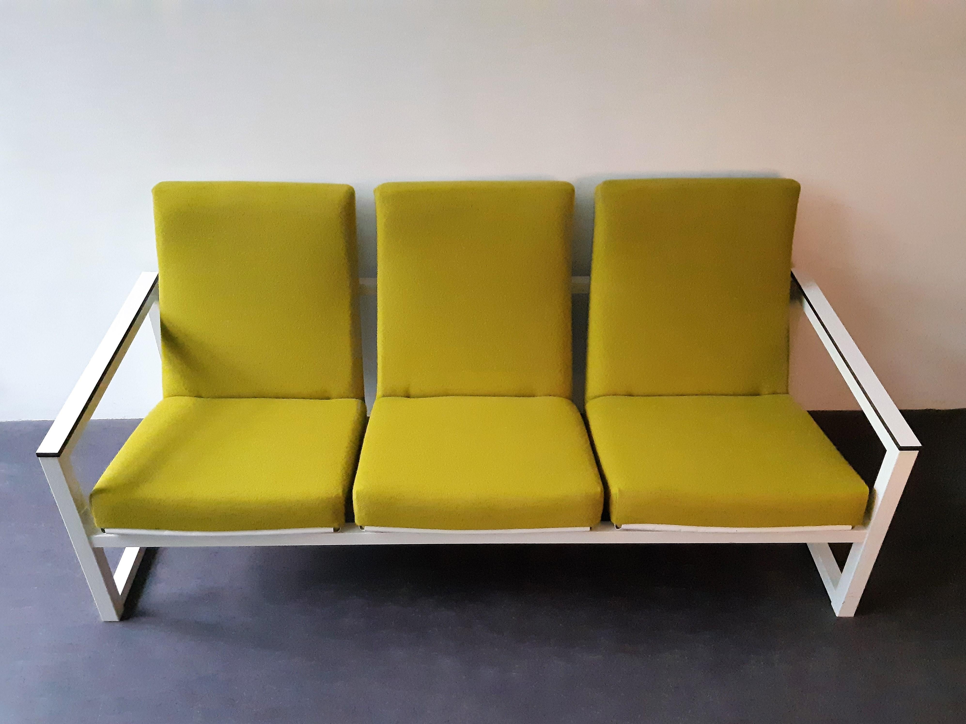 Mid-Century Modern Reupholstered 3-Seater Sofa by Tjerk Reijenga and Friso Kramer for Pilastro For Sale