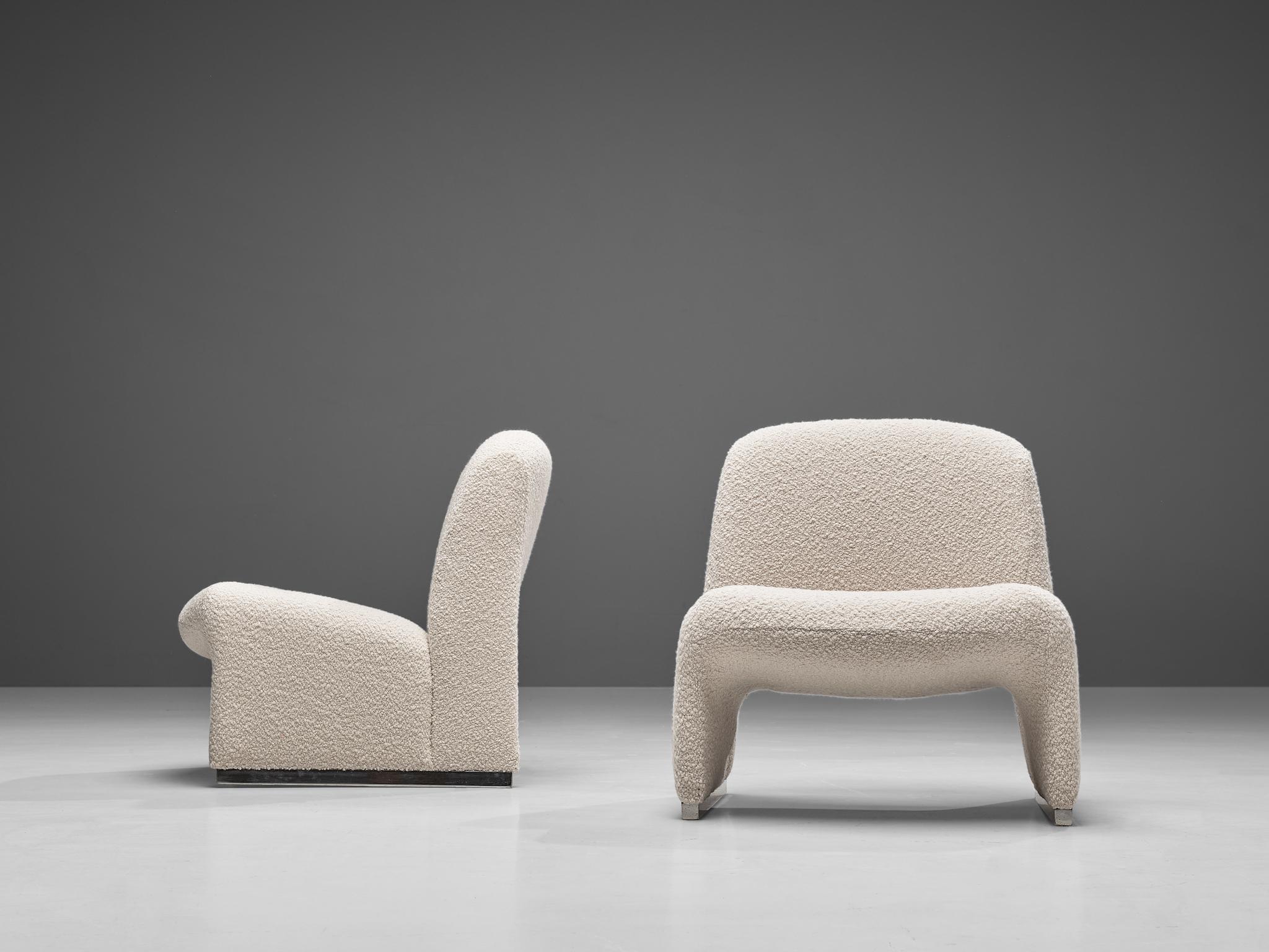 Late 20th Century Reupholstered ‘Alky’ Lounge Chairs in the Style of Giancarlo Piretti
