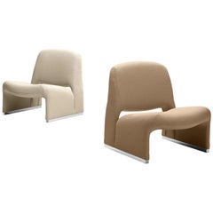 Reupholstered ‘Alky’ Lounge Chairs in the Style of Giancarlo Piretti