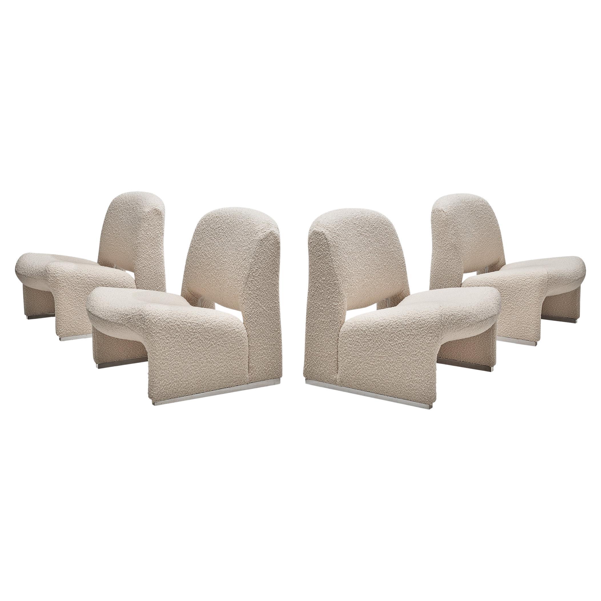 Reupholstered ‘Alky’ Lounge Chairs in the Style of Giancarlo Piretti For Sale