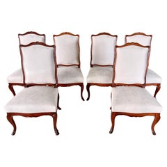 Reupholstered Antique French Louis XV Style Dining Chairs - Set of 6