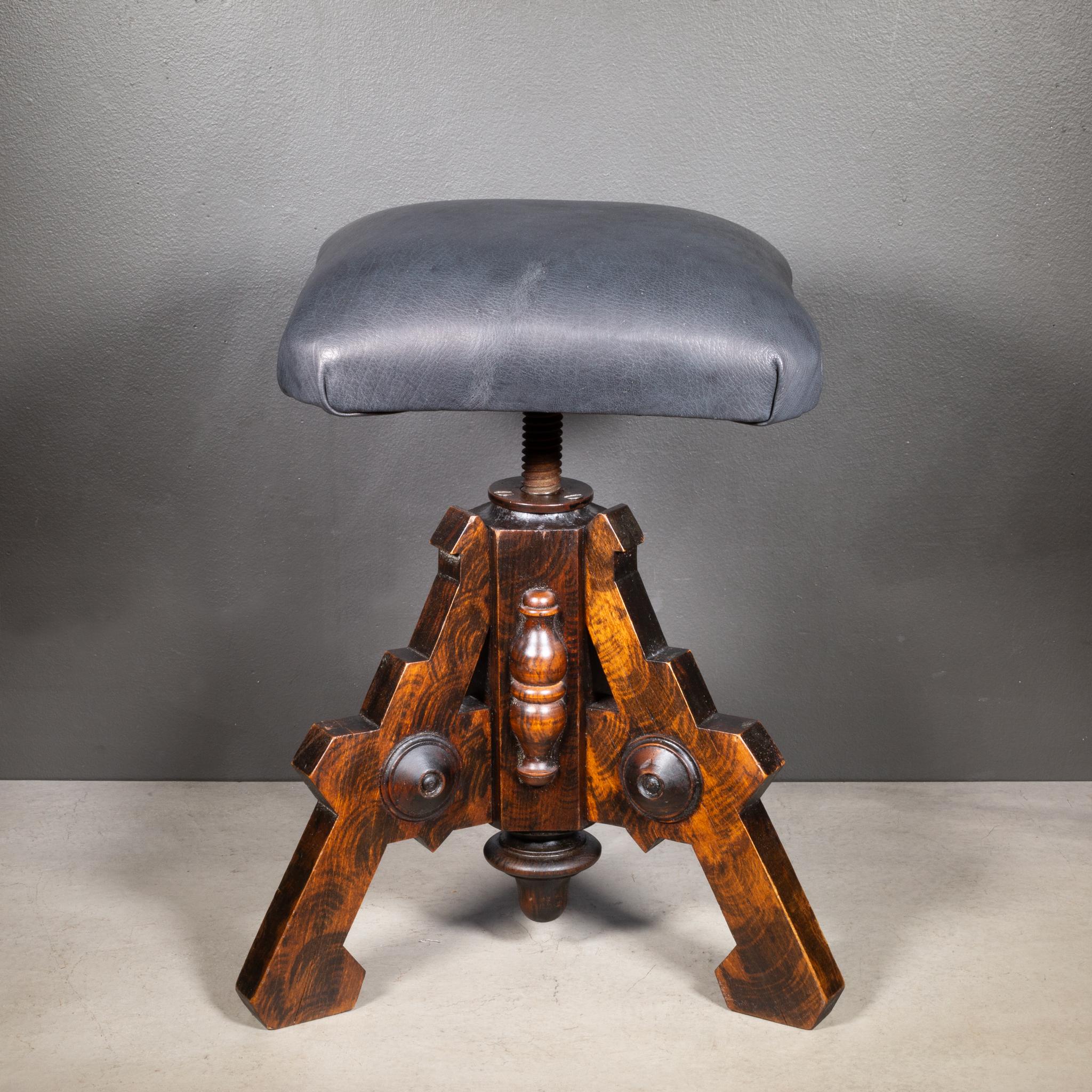 Reupholstered Antique Swivel Walnut Stool c.1880-1920 For Sale at 1stDibs