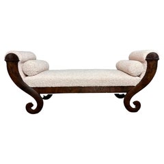 Reupholstered Biedermeier Chaise Lounge With Pillows