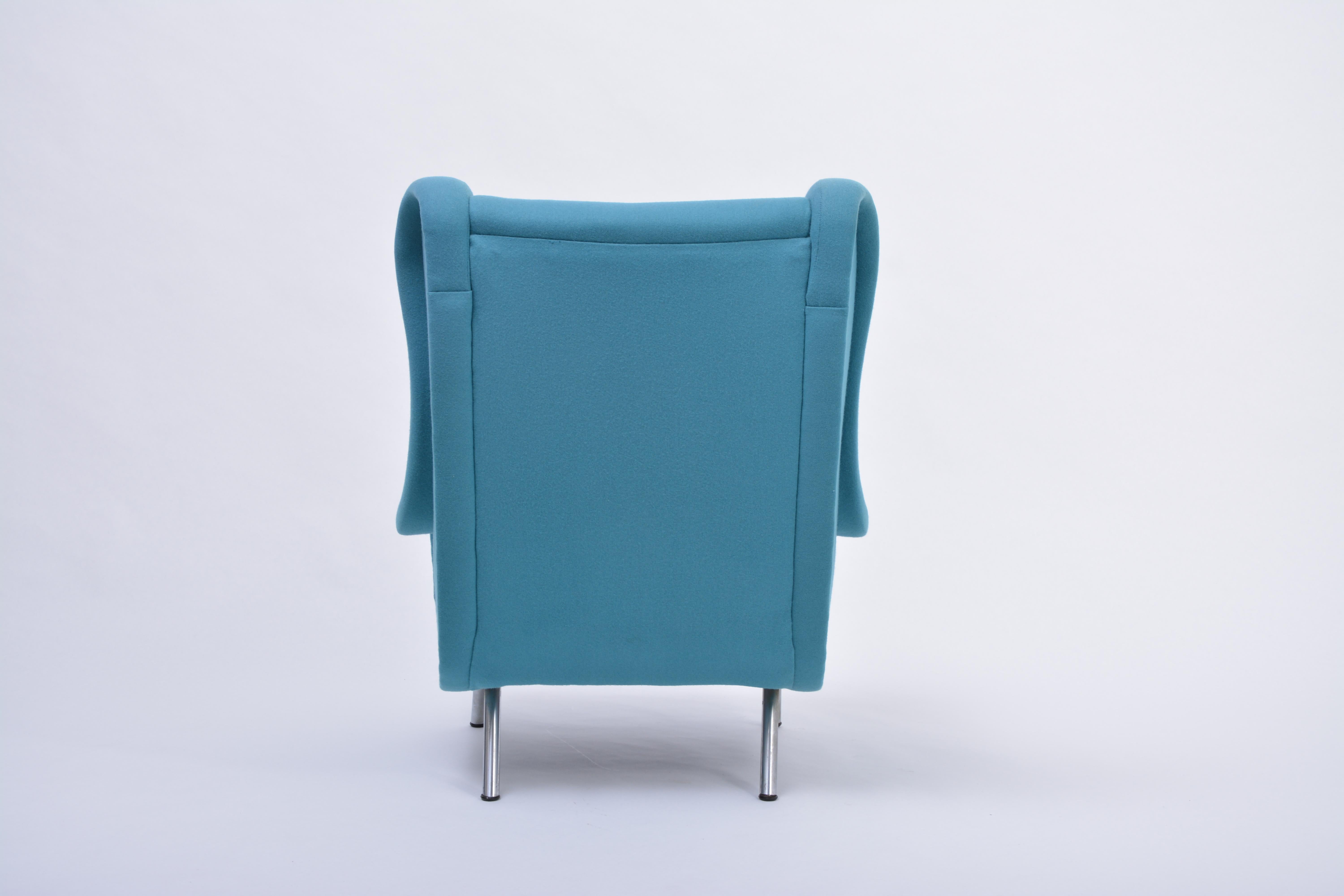 Neu gepolsterter blauer Mid-Century Modern Marco Zanuso Senior Lounge Chair im Zustand „Gut“ im Angebot in Berlin, DE