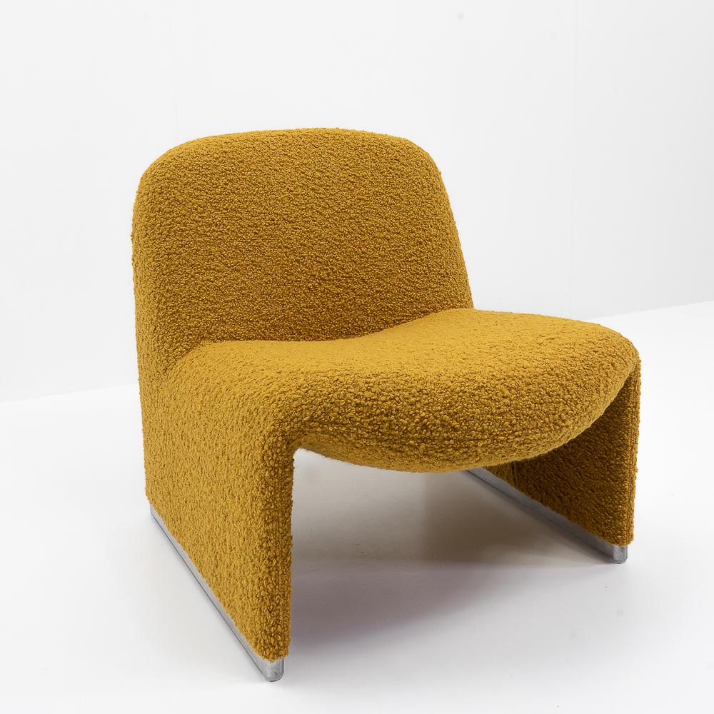 Mid-Century Modern Reupholstered Bouclé Alky Chairs by Giancarlo Piretti for Castelli, Italy, 1970s