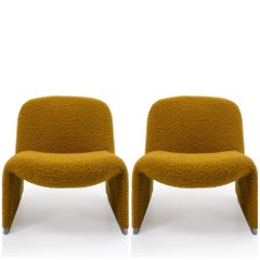 Wiedergepolsterte Bouclé-Alky-Stühle von Giancarlo Piretti für Castelli:: Italien:: 1970er Jahre