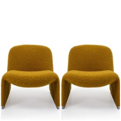 Reupholstered Bouclé Alky Chairs by Giancarlo Piretti for Castelli, Italy, 1970s