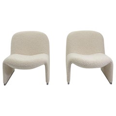 Reupholstered Bouclé Alky Chairs by Giancarlo Piretti for Castelli, Italy, 1970s