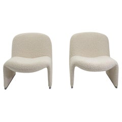 Reupholstered Bouclé Alky Chairs by Giancarlo Piretti for Castelli, Italy, 1970s