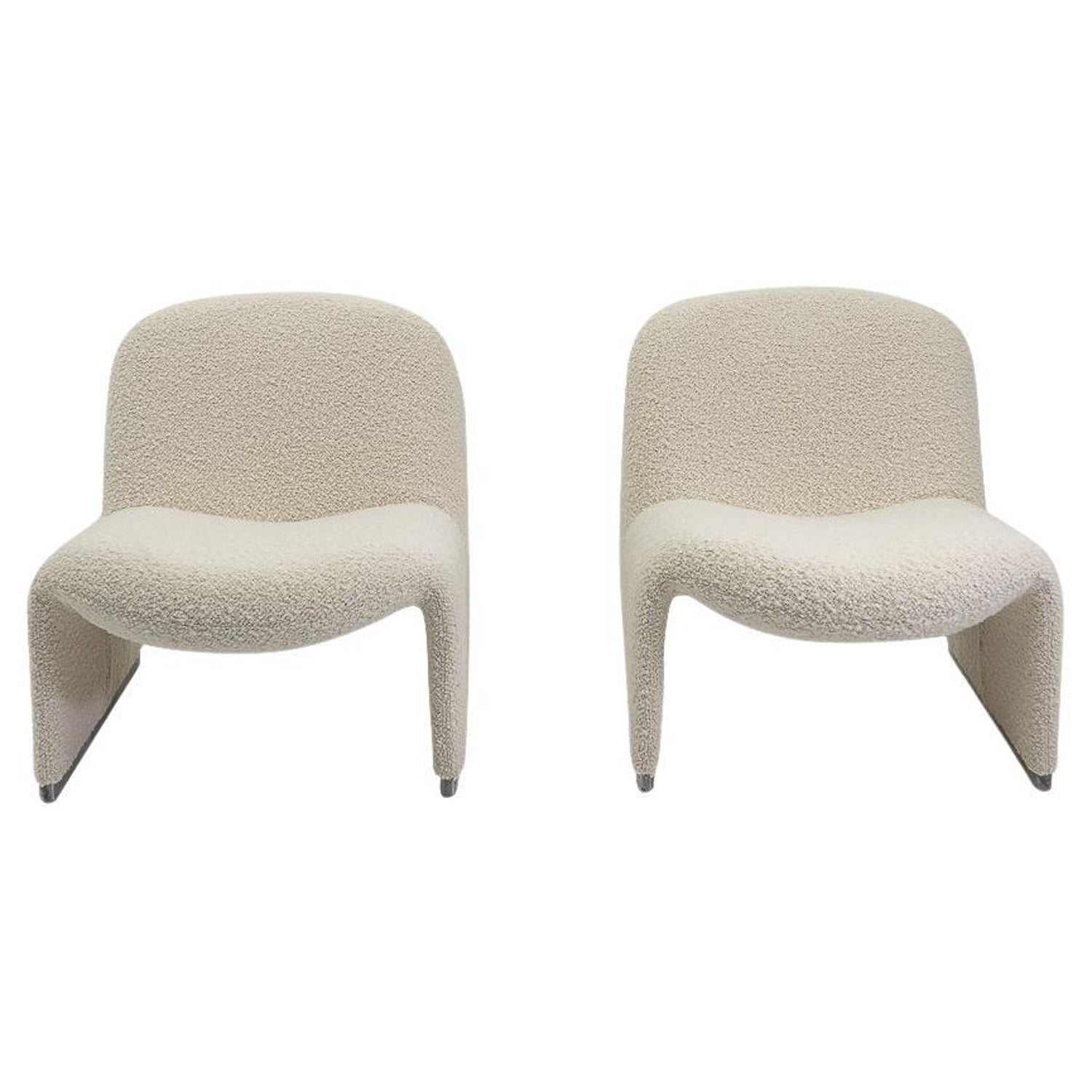 Reupholstered Bouclé Alky Chairs by Giancarlo Piretti for Castelli, Italy,  1970s at 1stDibs