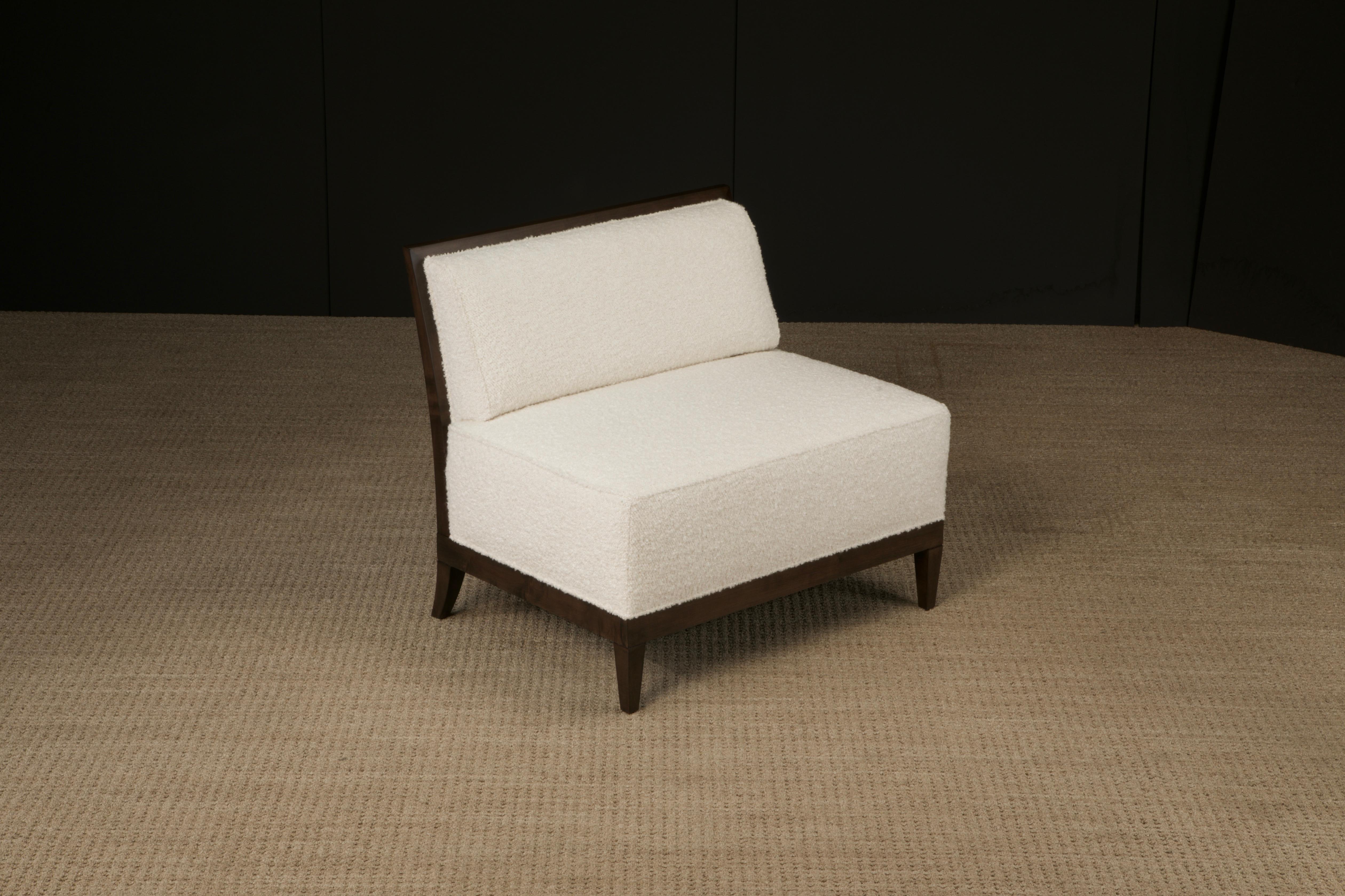 Reupholstered Bouclé Oversized Lounge Chairs by Baker, 1980s, Signed 4