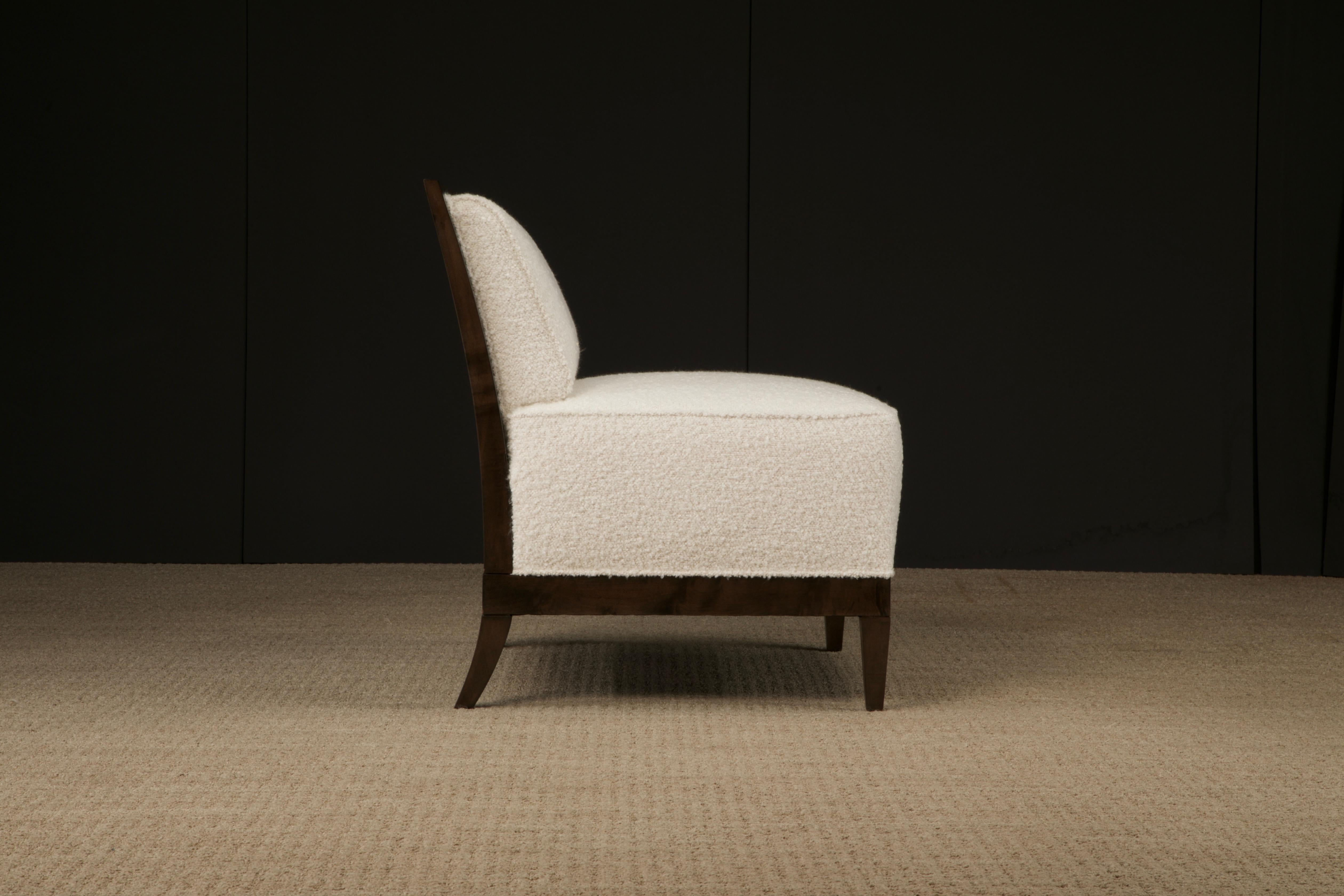 Reupholstered Bouclé Oversized Lounge Chairs by Baker, 1980s, Signed 5