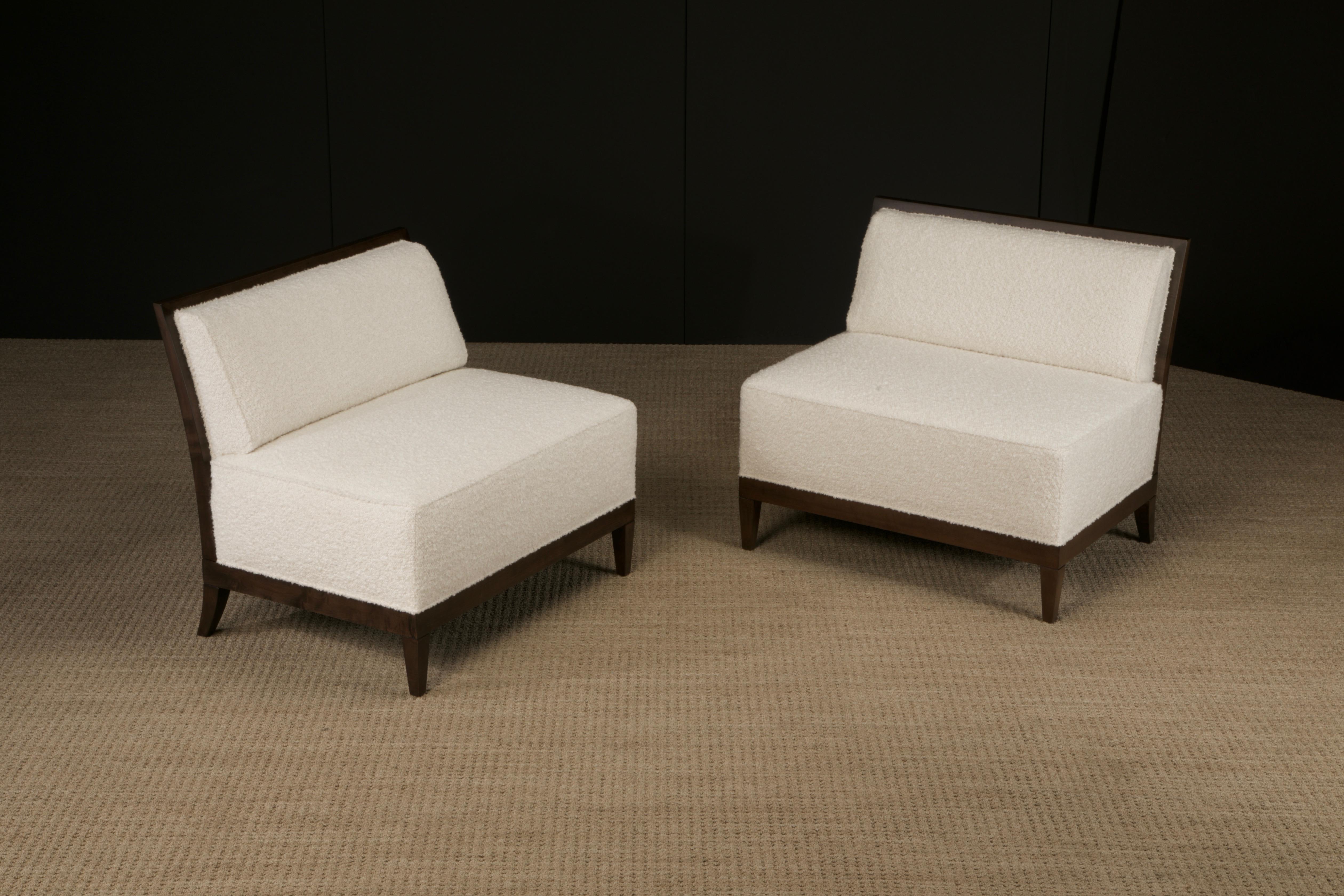 Modern Reupholstered Bouclé Oversized Lounge Chairs by Baker, 1980s, Signed