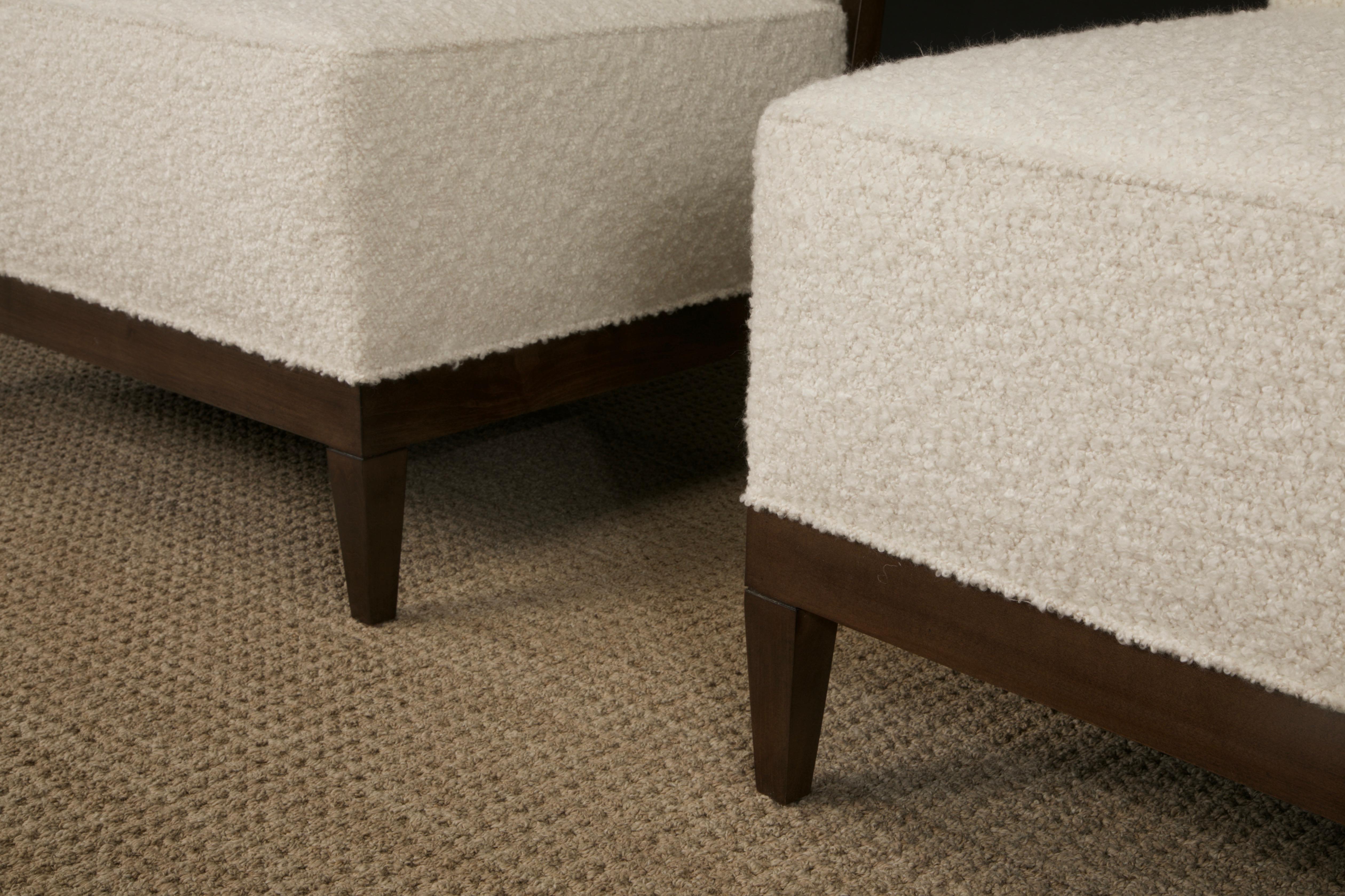 Late 20th Century Reupholstered Bouclé Oversized Lounge Chairs by Baker, 1980s, Signed