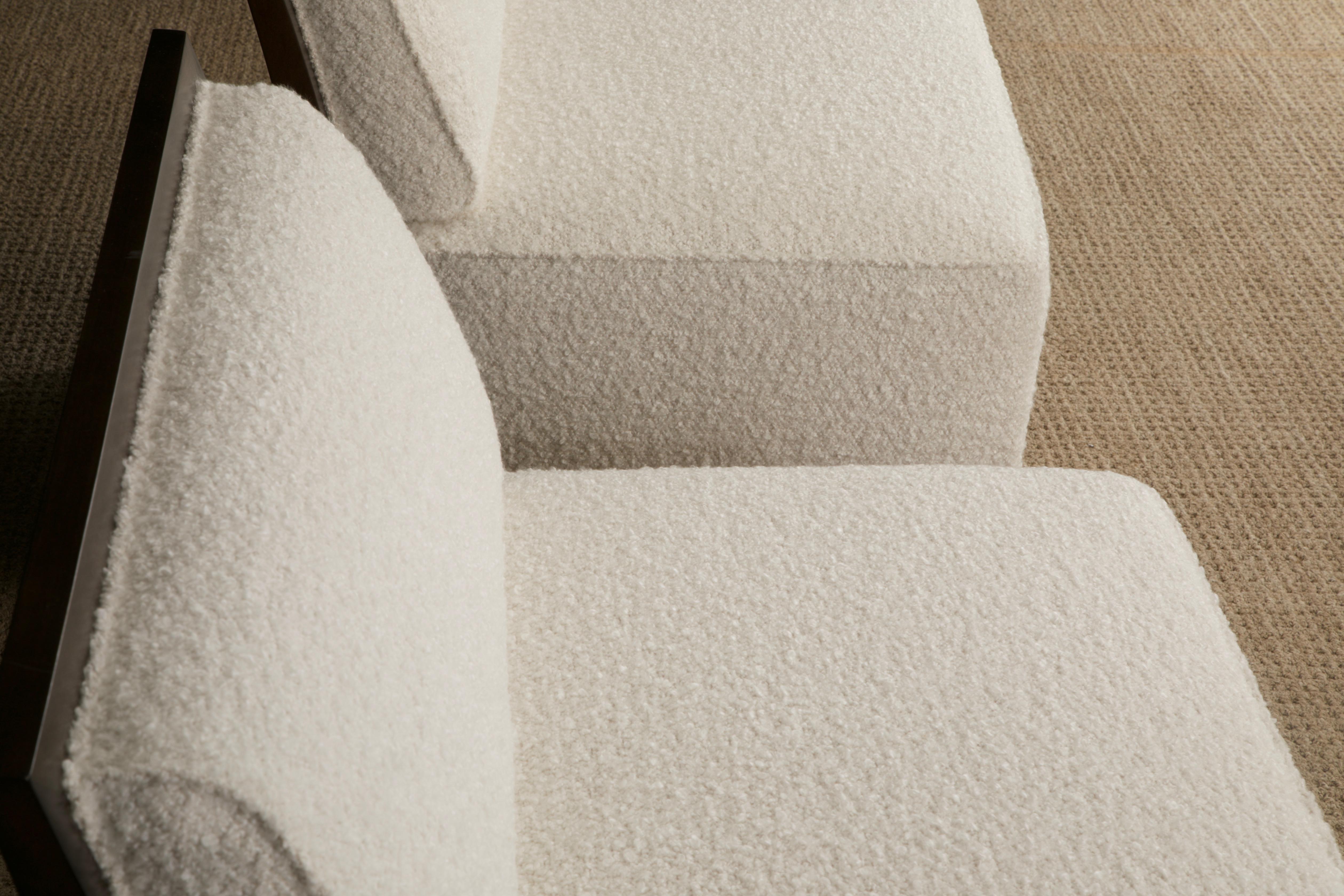 Reupholstered Bouclé Oversized Lounge Chairs by Baker, 1980s, Signed 1