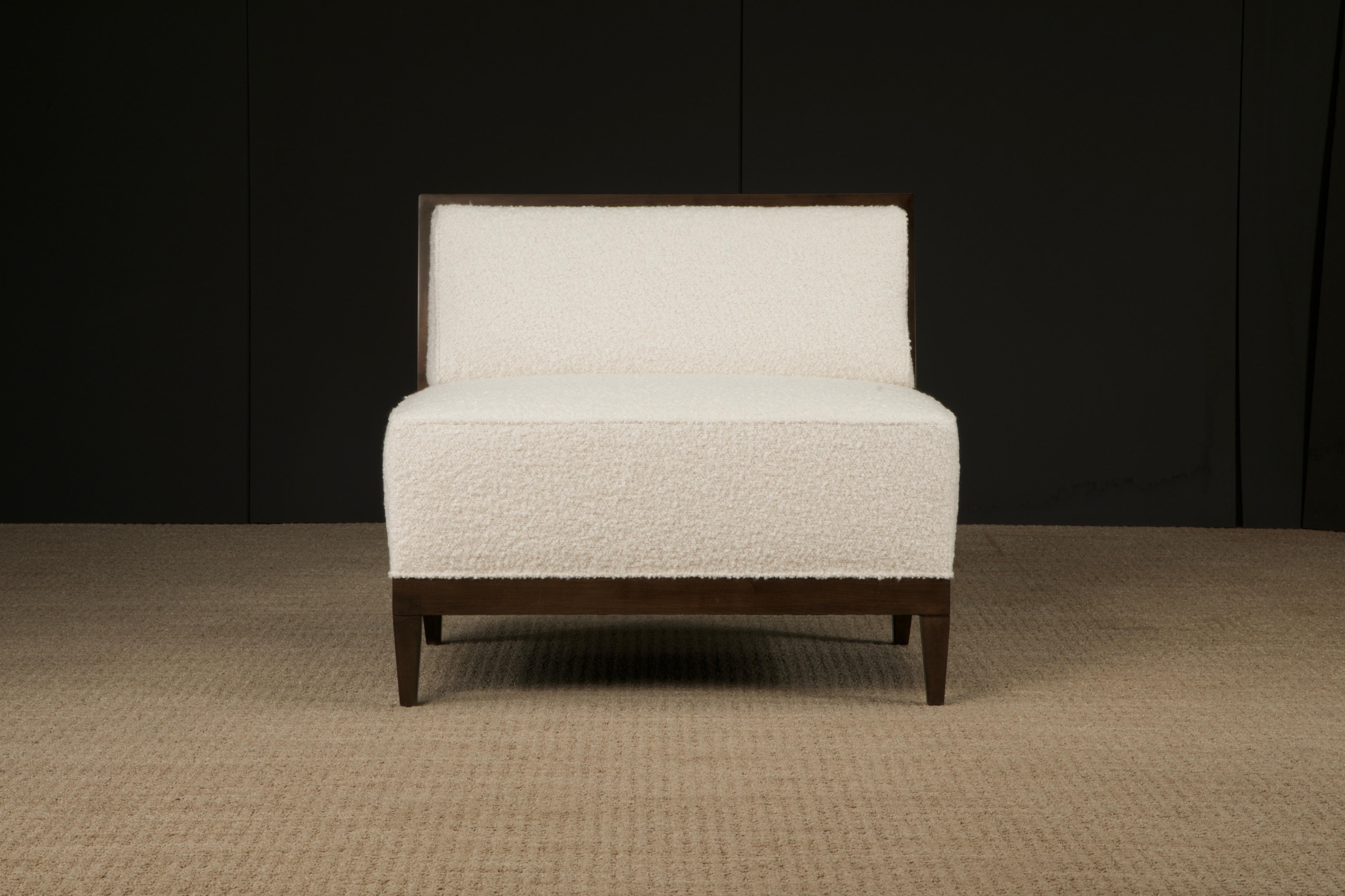 Reupholstered Bouclé Oversized Lounge Chairs by Baker, 1980s, Signed 2