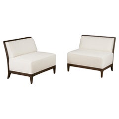 Reupholstered Bouclé Oversized Lounge Chairs by Baker, 1980s, Signed