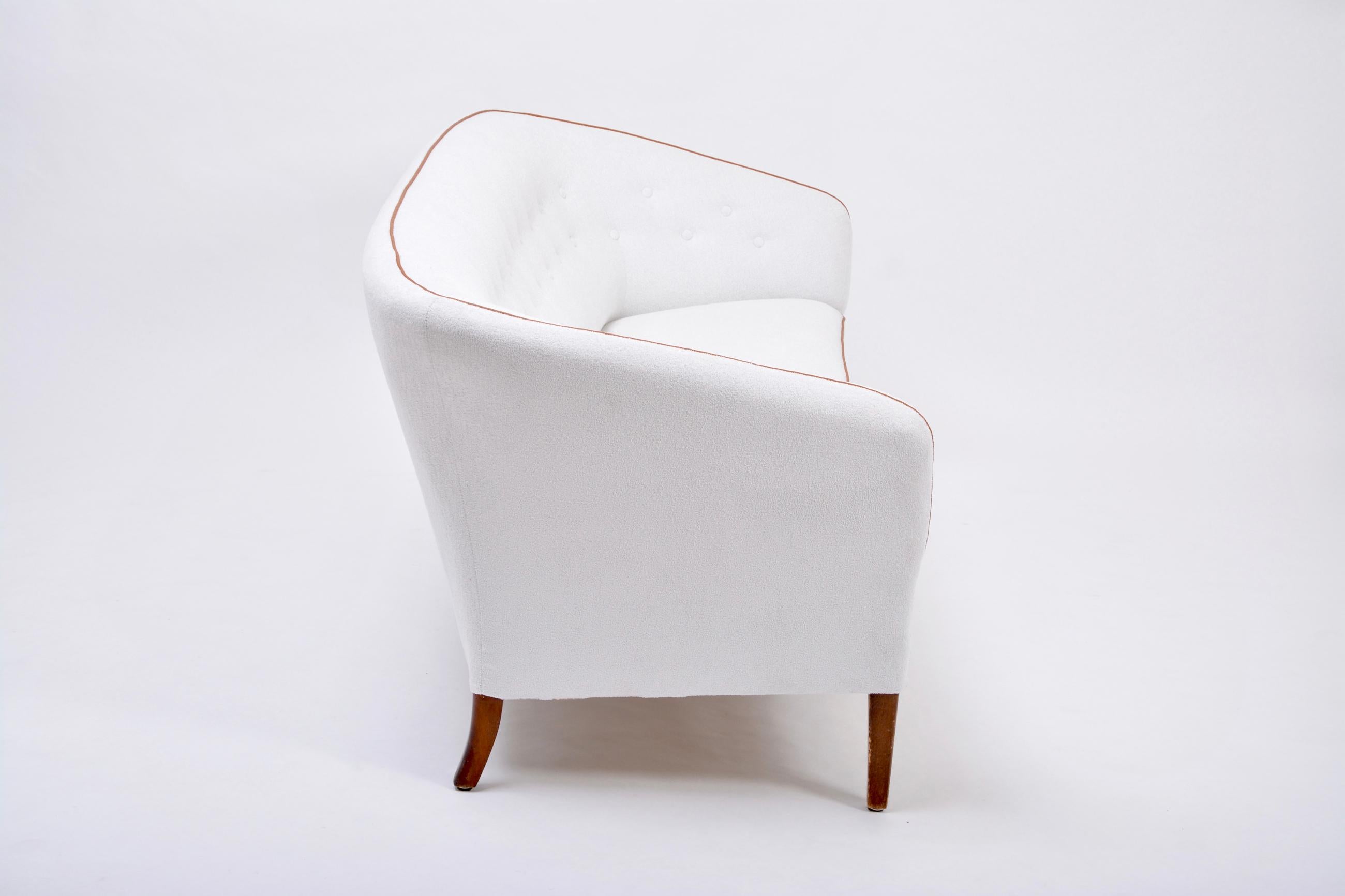 Oak Reupholstered Danish Mid-Century Modern Three-Seat Sofa by Ludvig Pontoppidan