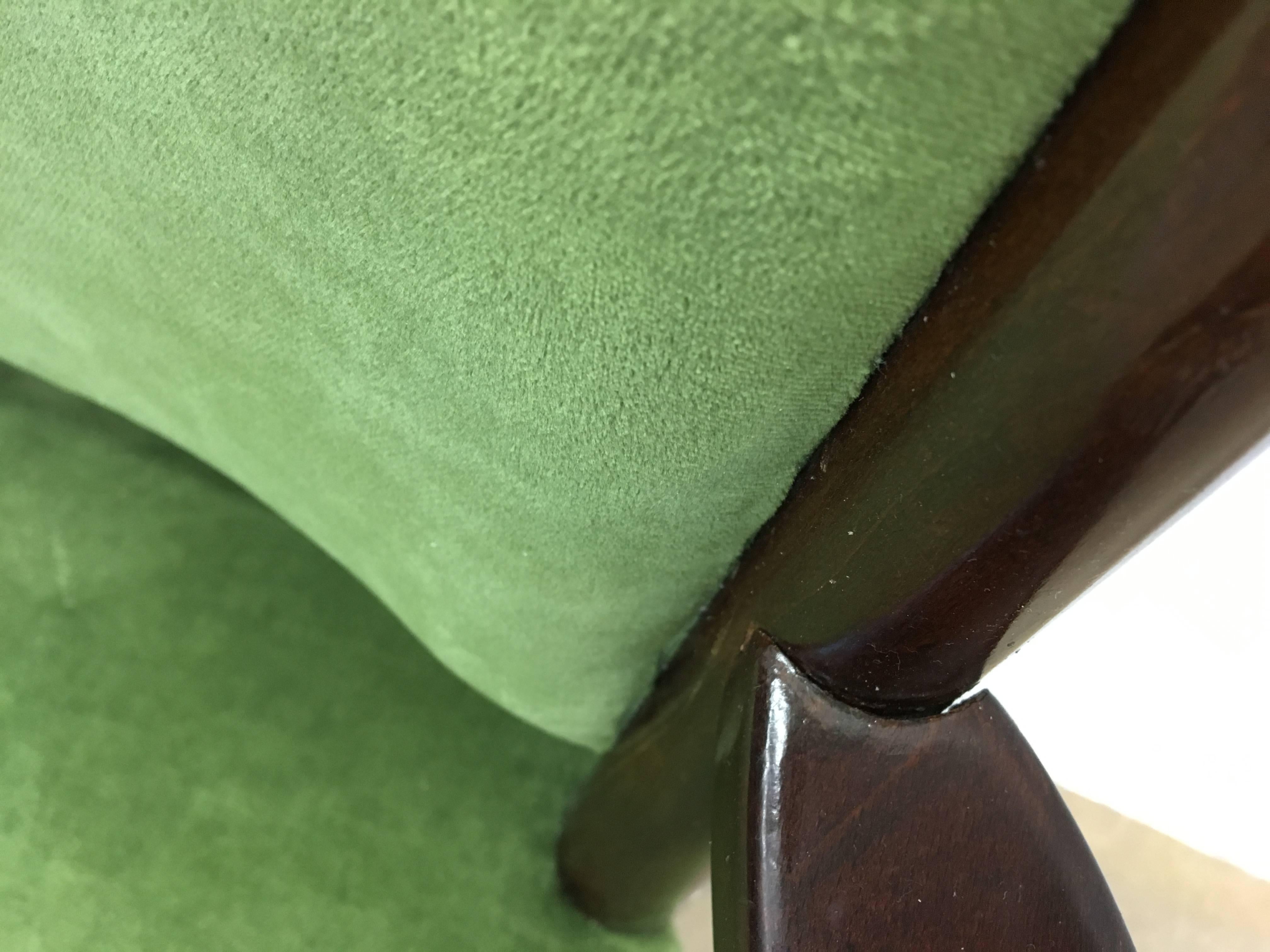 Reupholstered Green Midcentury Two-Seater Bench, 1950s In Good Condition In Berlin, DE
