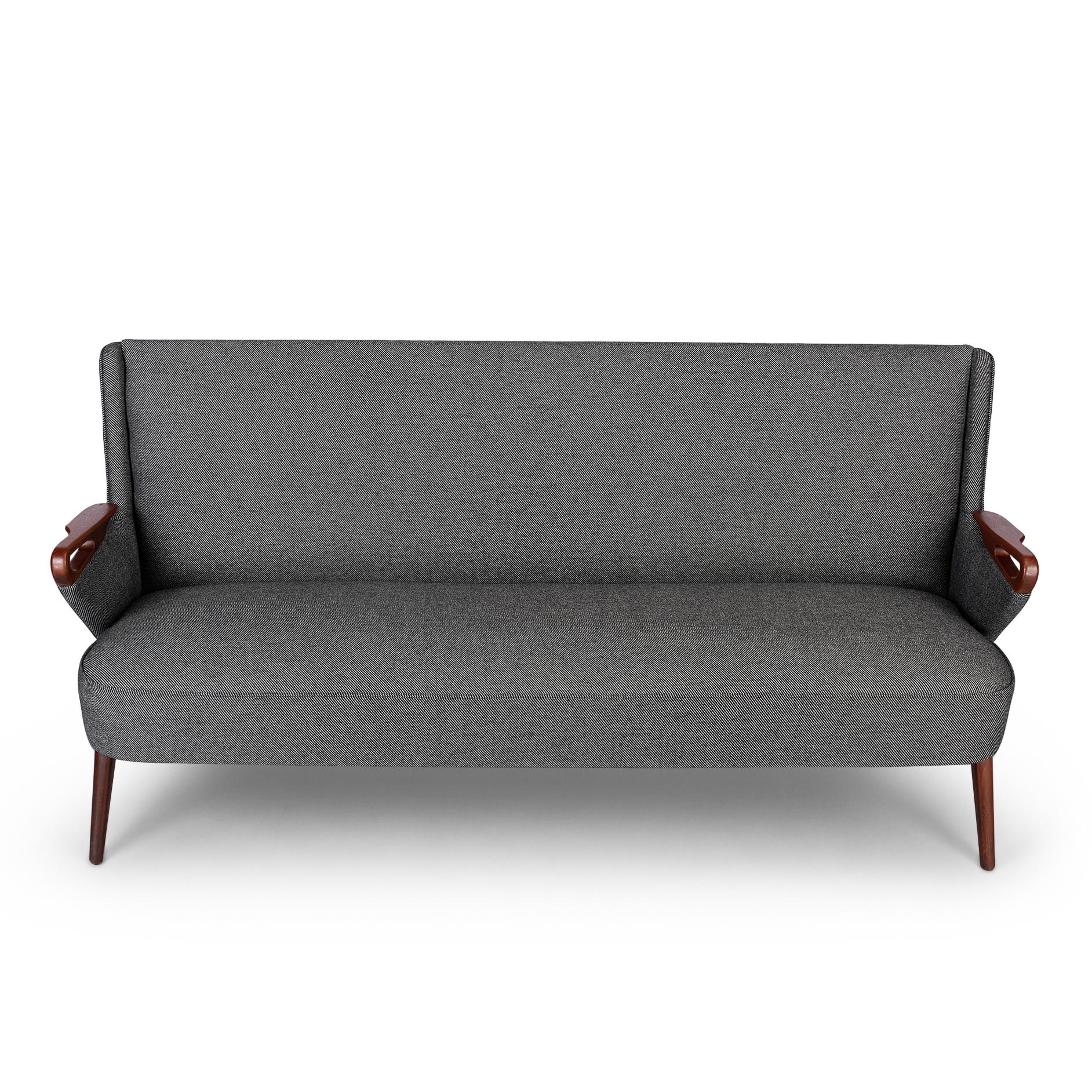 Reupholstered Dark Grey 2.5 Seat Sofa No. Cfb52 by C. Findahl Brodersen, 1950s 2