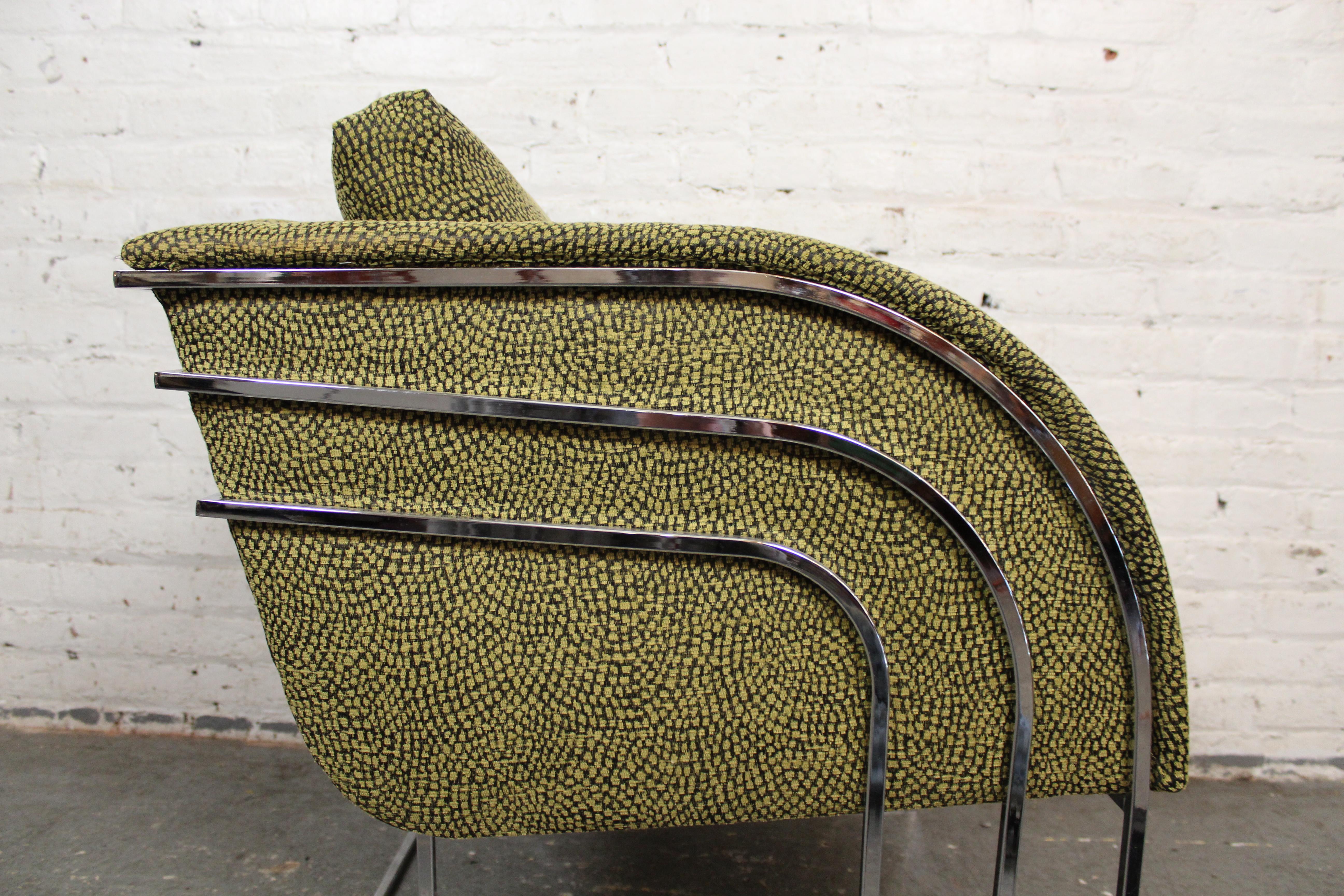 Metal Reupholstered Deco Revival Club Chair by George Mergenov for Weiman For Sale