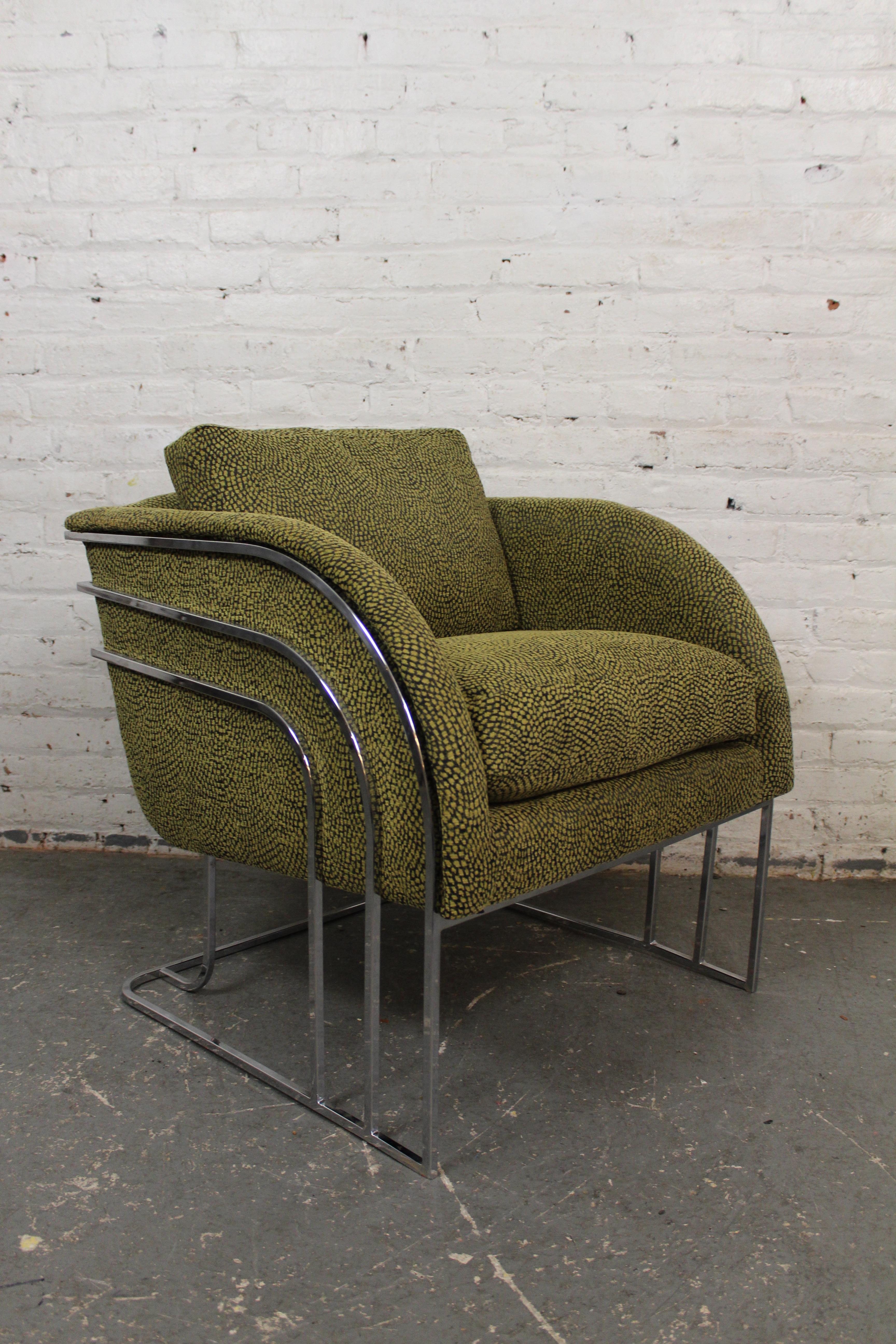 Reupholstered Deco Revival Club Chair by George Mergenov for Weiman For Sale 1