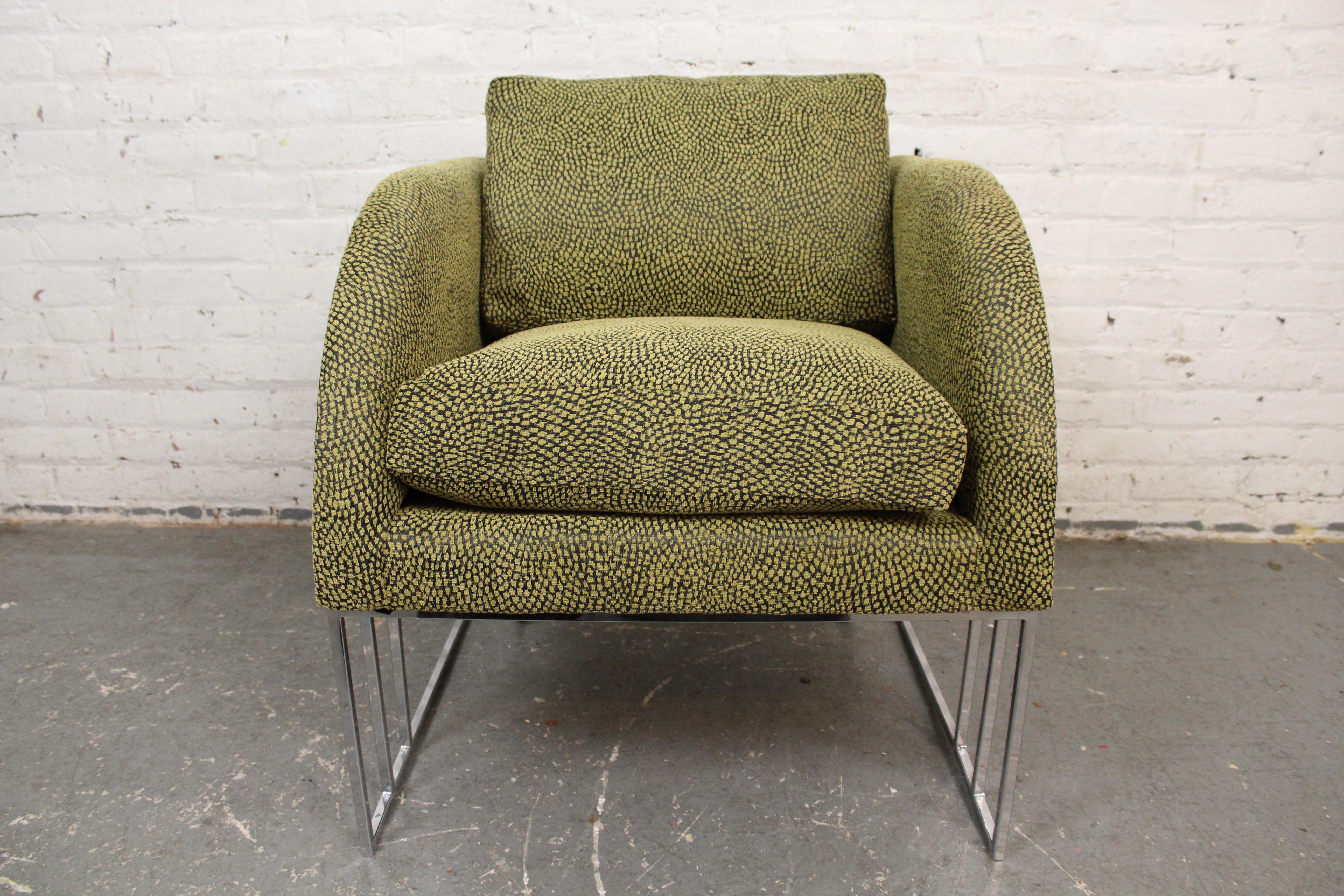 Reupholstered Deco Revival Club Chair by George Mergenov for Weiman For Sale 2
