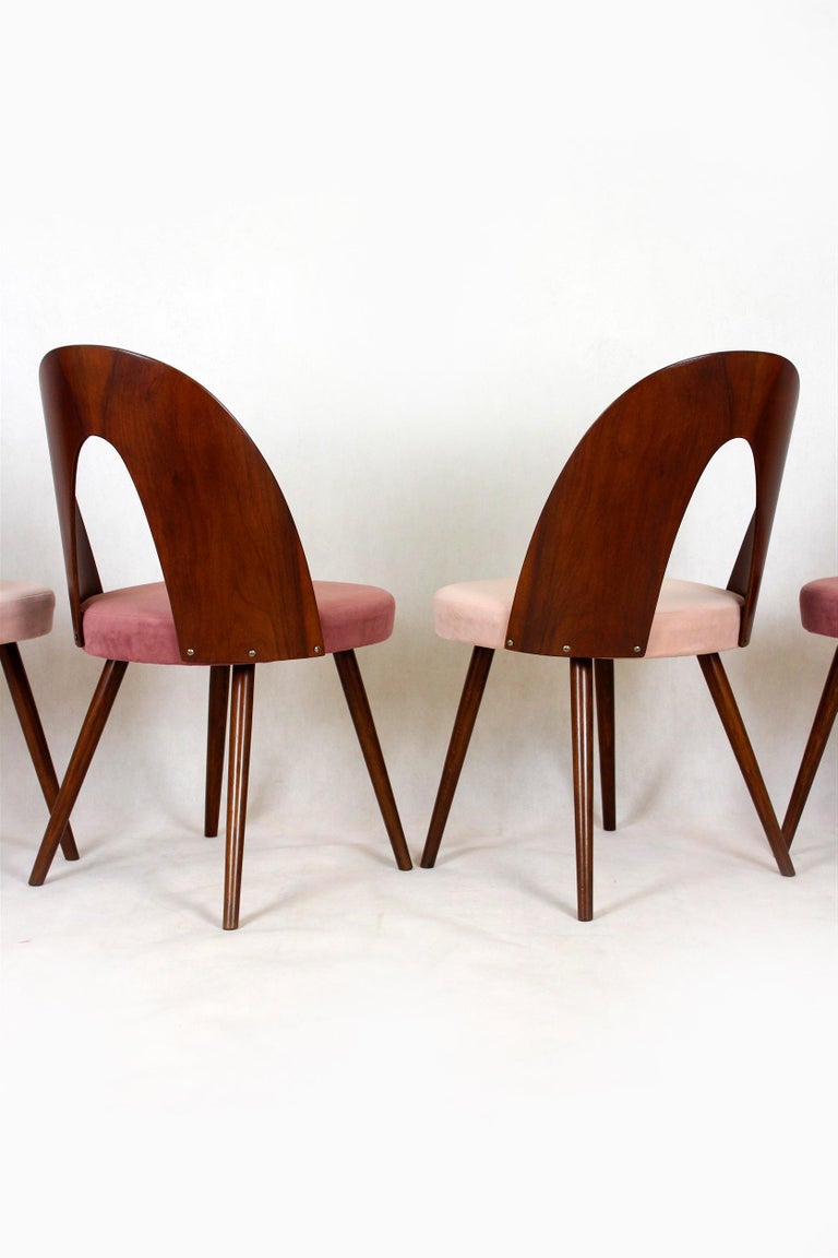 Fabric Reupholstered Dining Chairs by Antonin Suman, 1960s, Set of 4 For Sale