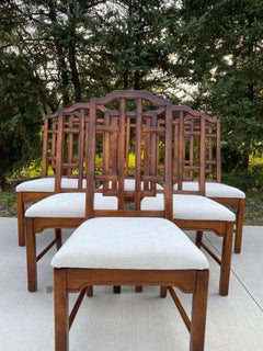 Reupholstered "Dixie" Asian inspired Dining Chairs, Set of 6