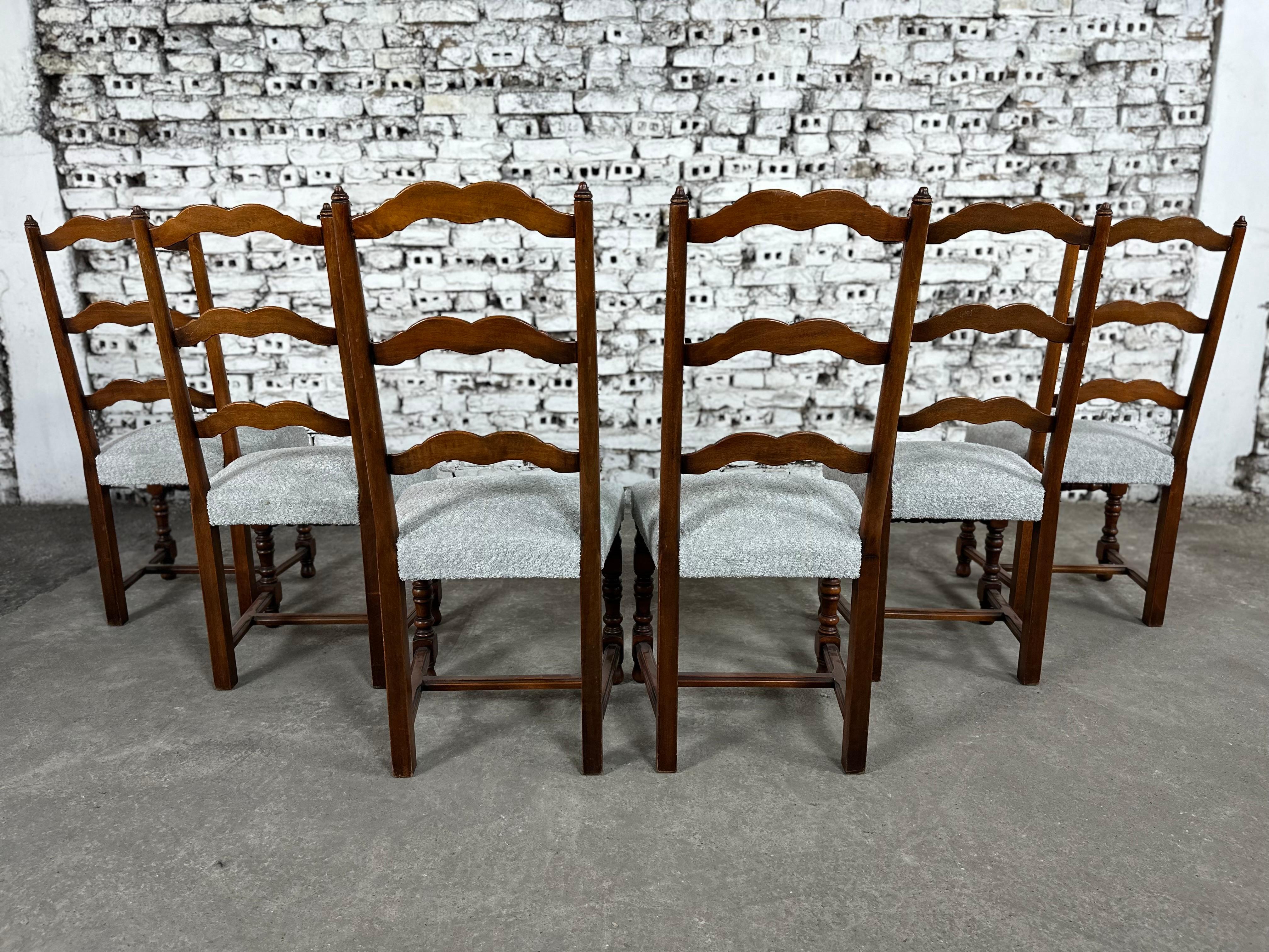 Reupholstered French Country Ladder Back Dining Chairs - Set of 6 4