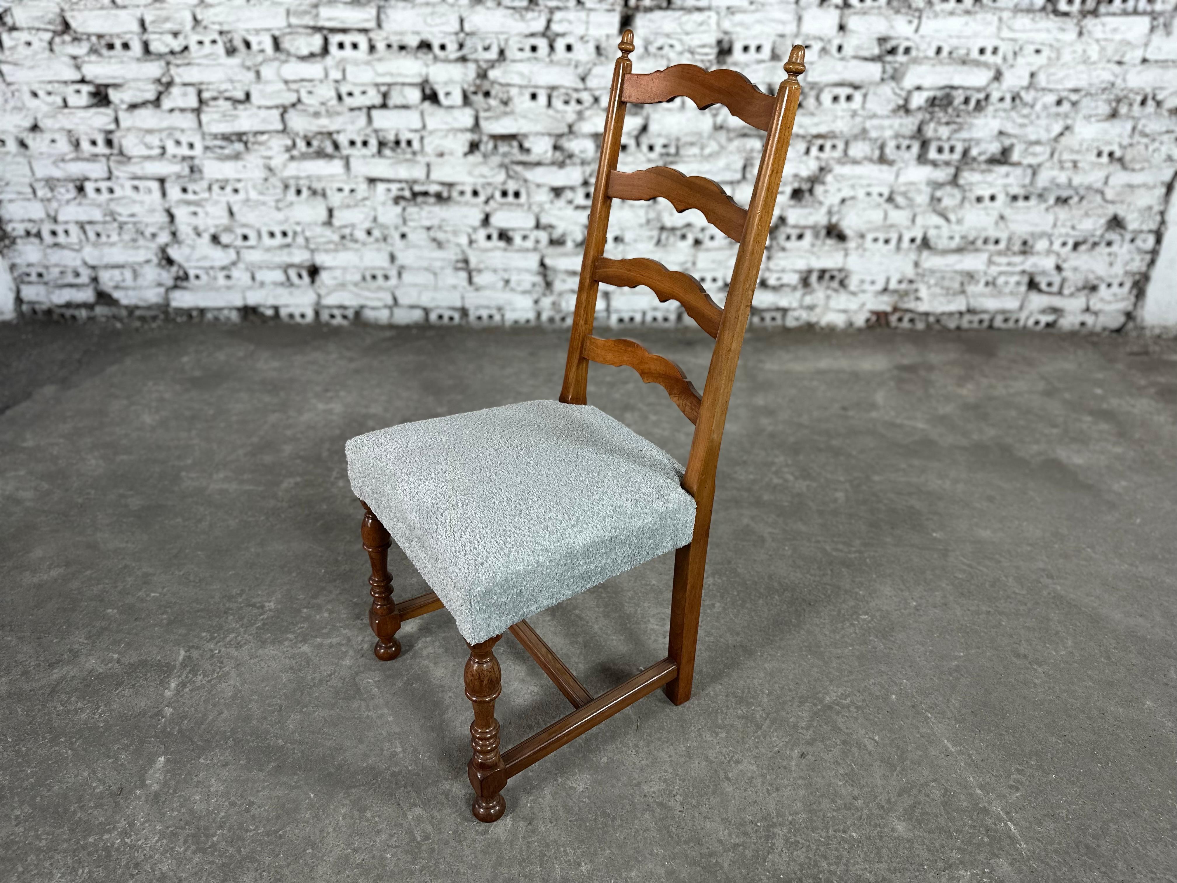 Reupholstered French Country Ladder Back Dining Chairs - Set of 6 5