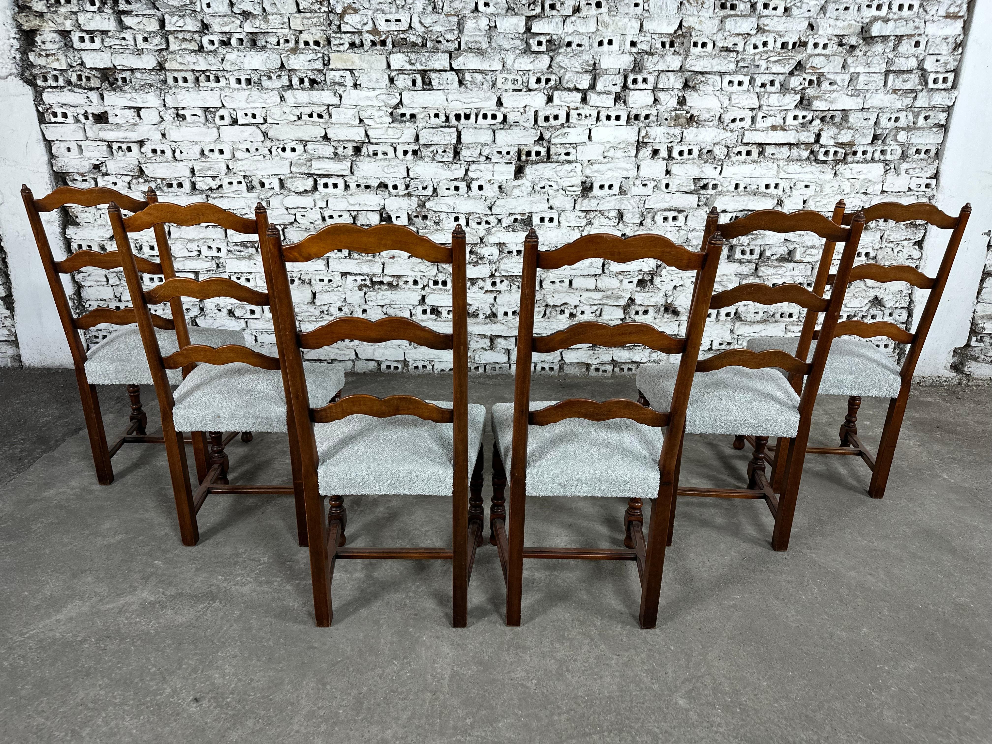Reupholstered French Country Ladder Back Dining Chairs - Set of 6 3