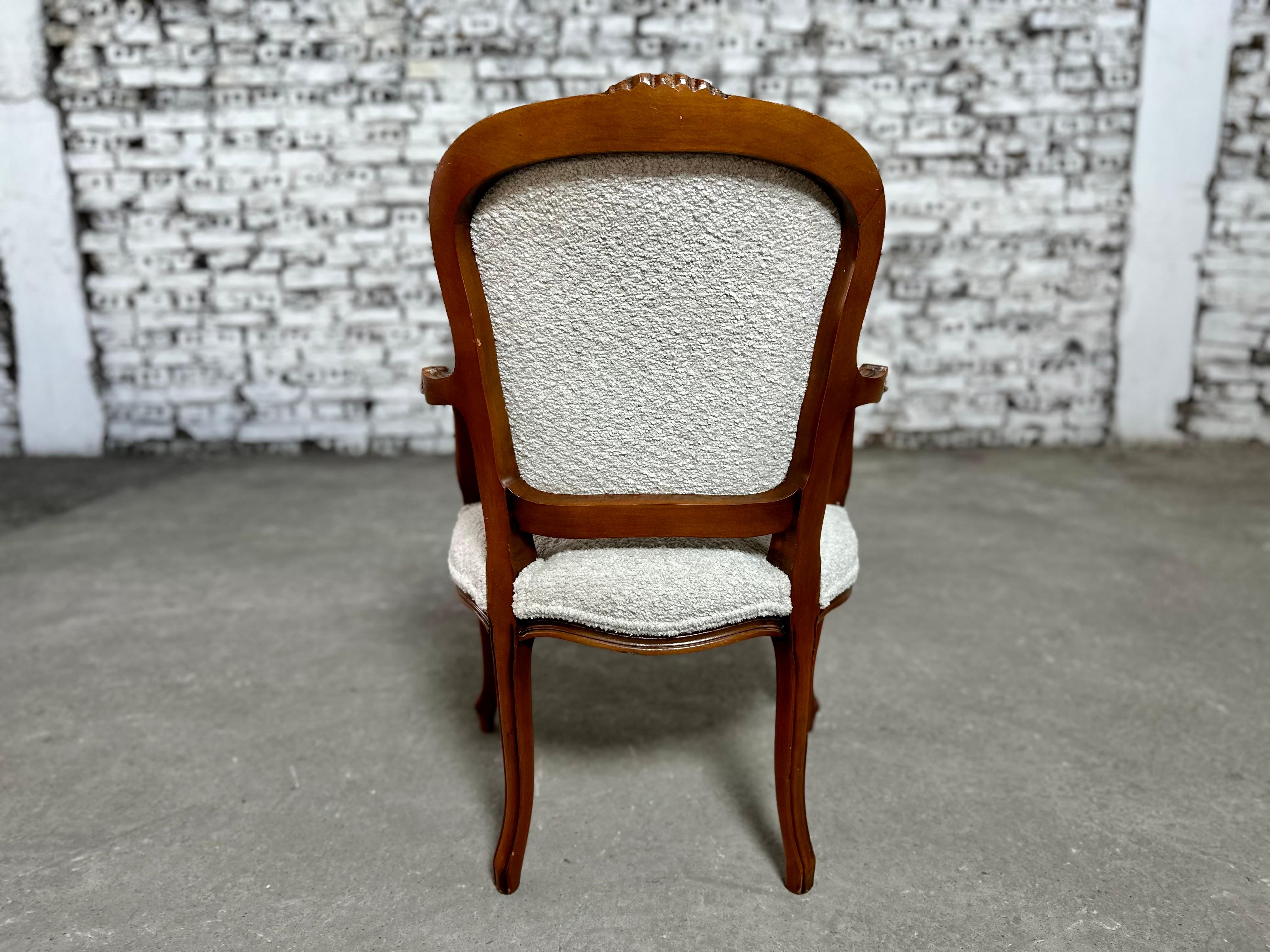Reupholstered French Louis XV Style Oak Armchairs - a Pair 6
