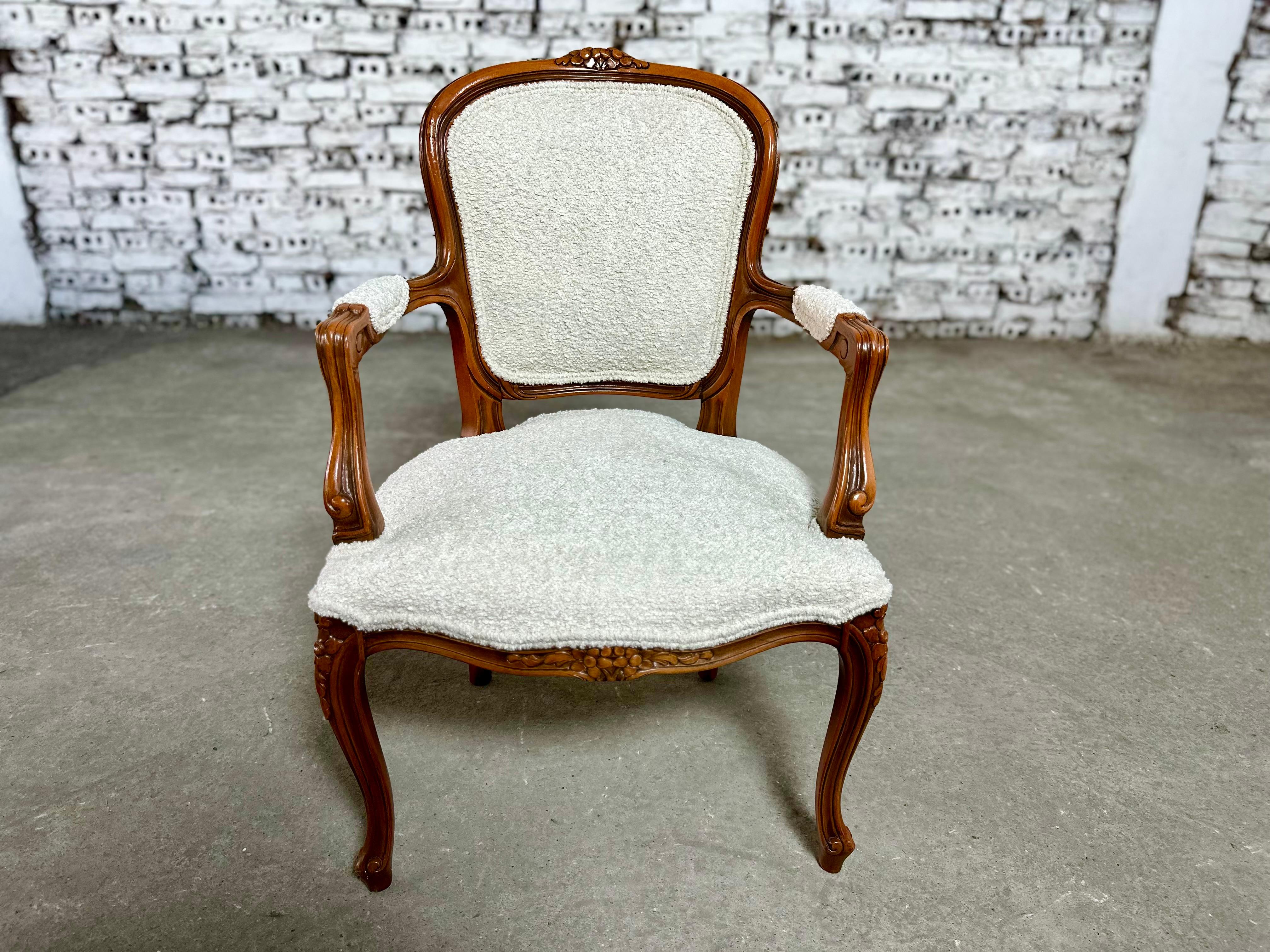 Reupholstered French Louis XV Style Oak Armchairs - a Pair In Good Condition In Bridgeport, CT