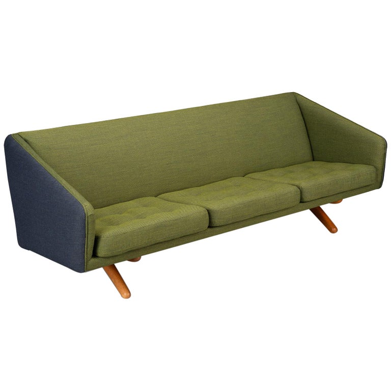 Reupholstered Green/Blue Sofa ML-90 by Illum Wikkelsø for Michael Laursen,  1960s at 1stDibs