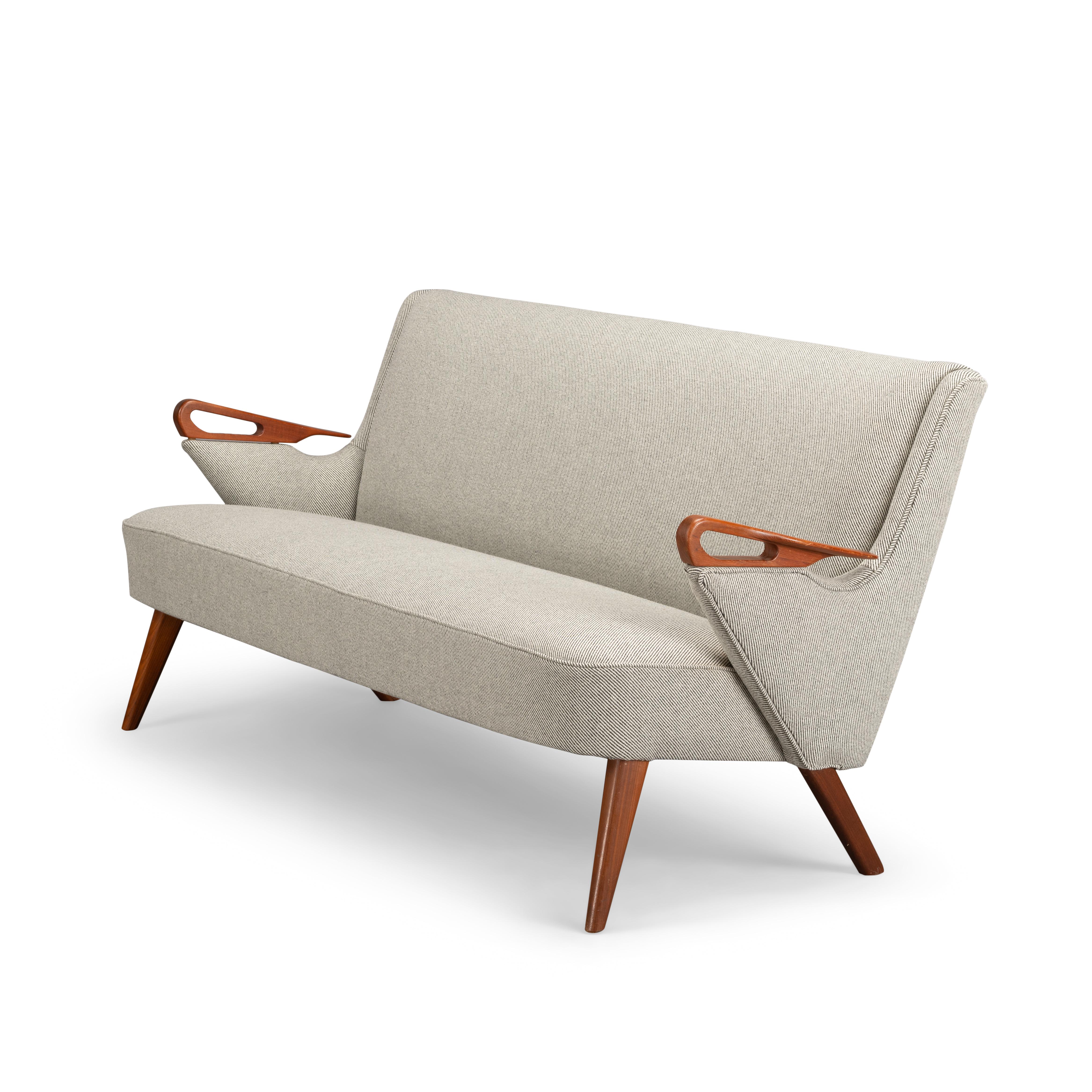 Danish Reupholstered Ecru 2-Seat Sofa No. Cfb52 by Christen Findahl Brodersen, 1950