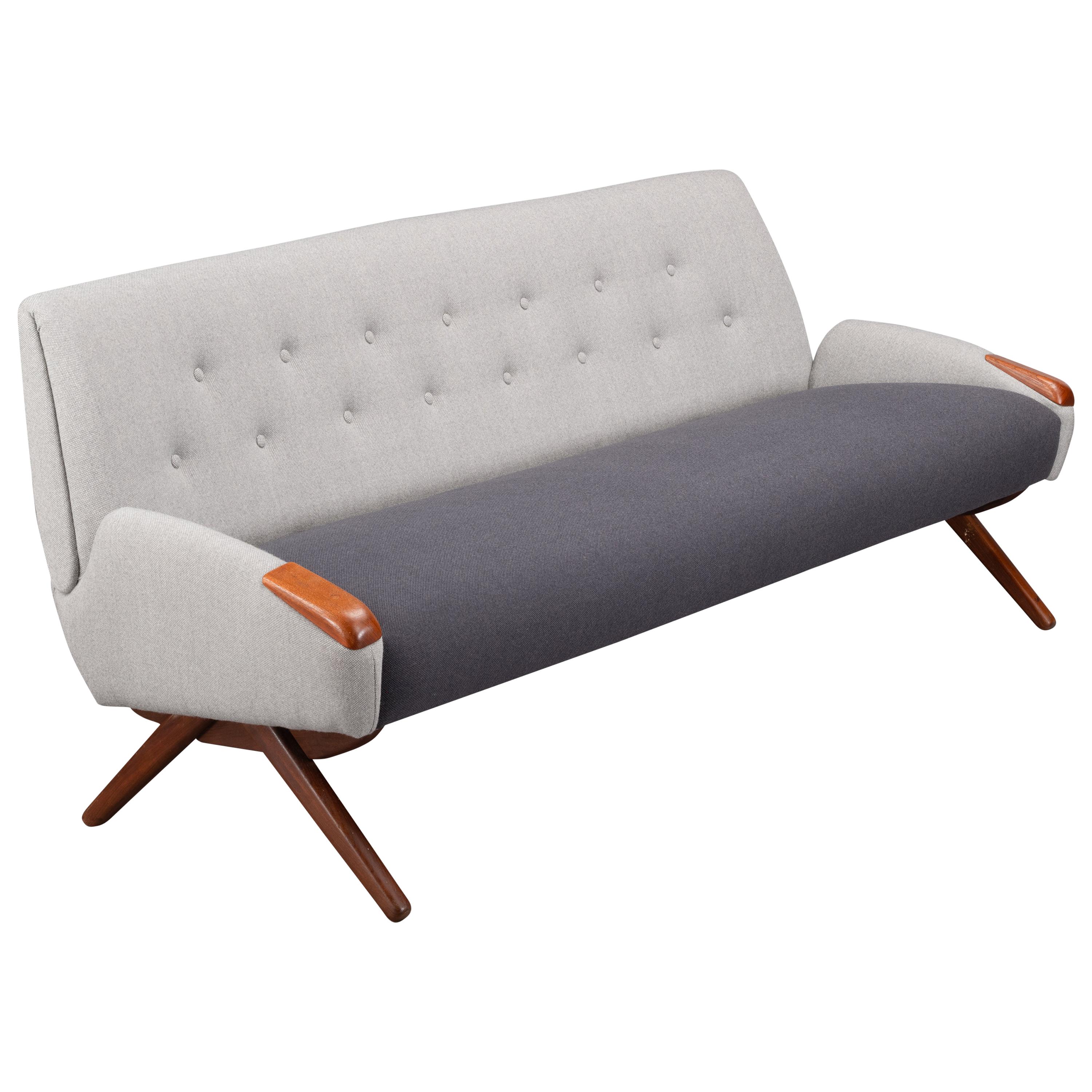Reupholstered Grey Danish Design Sofa, Johannes Andersen for CFC Silkeborg 1960s