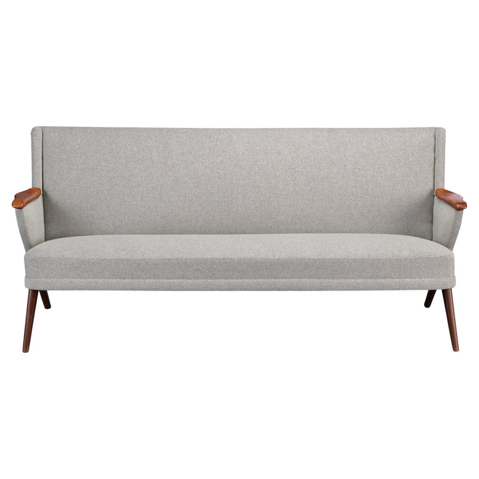 Reupholstered grey Danish Sofa by Johannes Andersen for CFC Silkeborg, 1960s For Sale