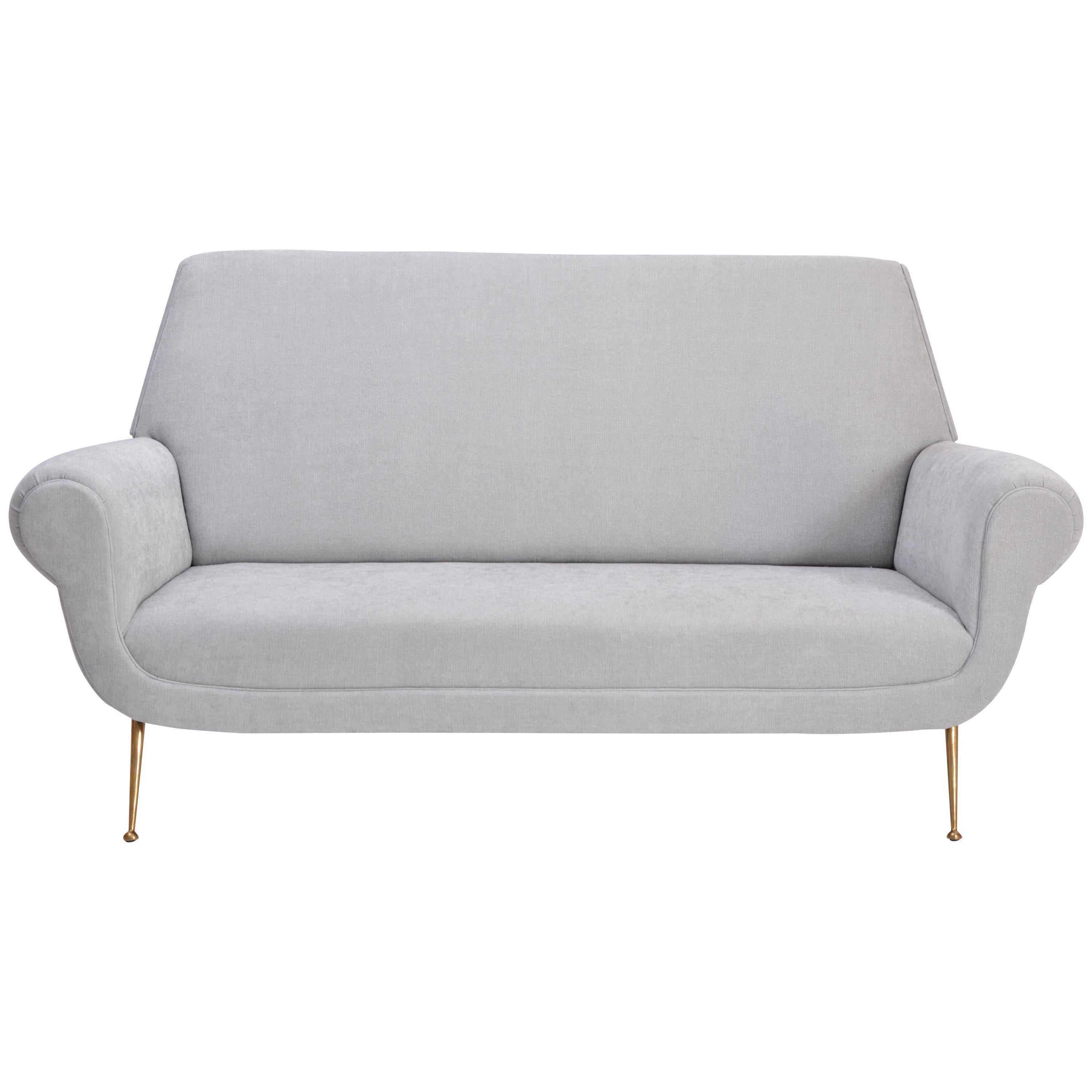 Reupholstered Grey Italian Mid-Century Modern sofa by Gigi Radice for Minotti
